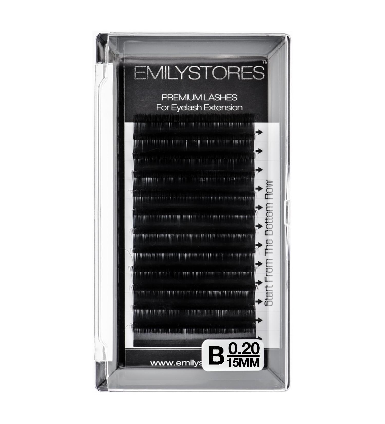 EMILYSTORES Eyelash Extensions - 0.20mm B Curl 15mm Silk Mink Fake Lashes | High-Quality One Tray For Stunning Volume - Buy Online on GoSupps.com