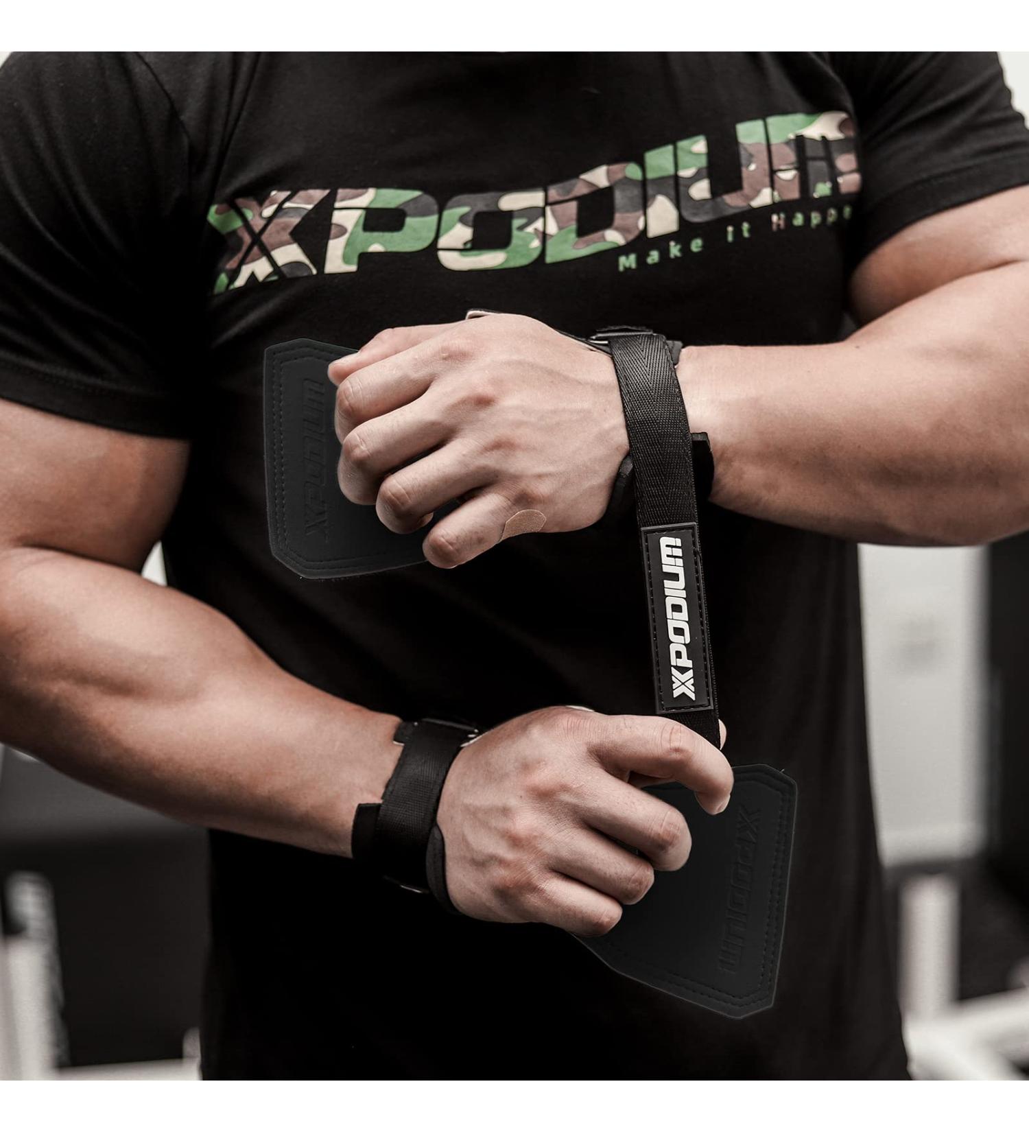 XPODIUM Fingerless Hand Grips for Pull-ups & Gymnastics with Wrist Straps - Small Black - Buy Online on GoSupps.com