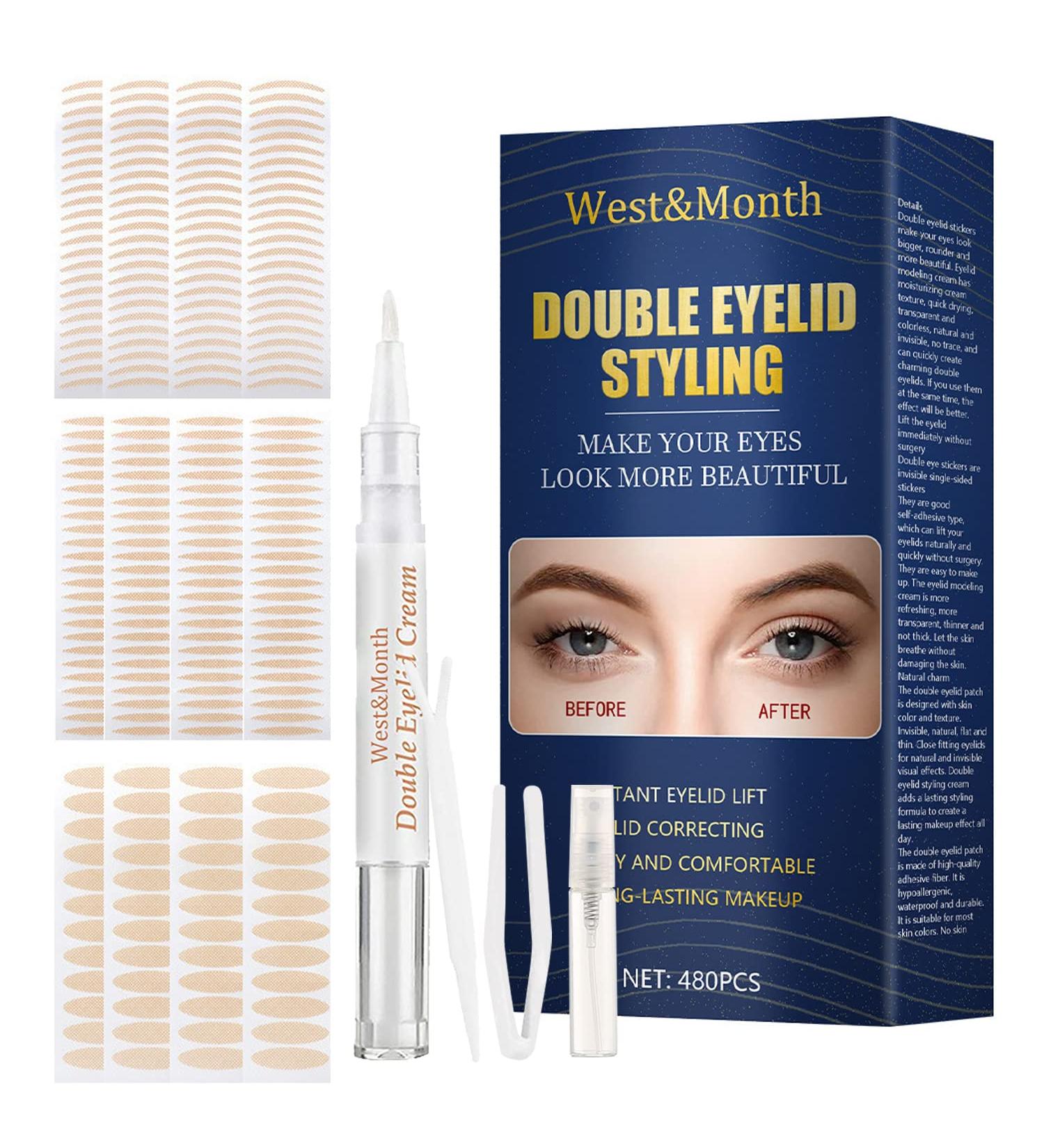 Double Eyelid Band - 480 Invisible Tapes with Tweezers & Spray Bottle | Perfect for Beautiful Eyelids - Buy Online on GoSupps.com
