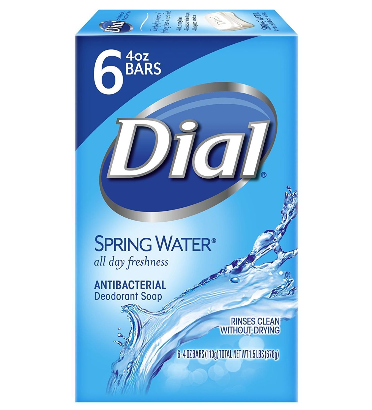 Dial Antibacterial Bar Soap - Spring Water | 4 oz & 24 oz (Pack of 12) | Best International Shipping - Buy Online on GoSupps.com