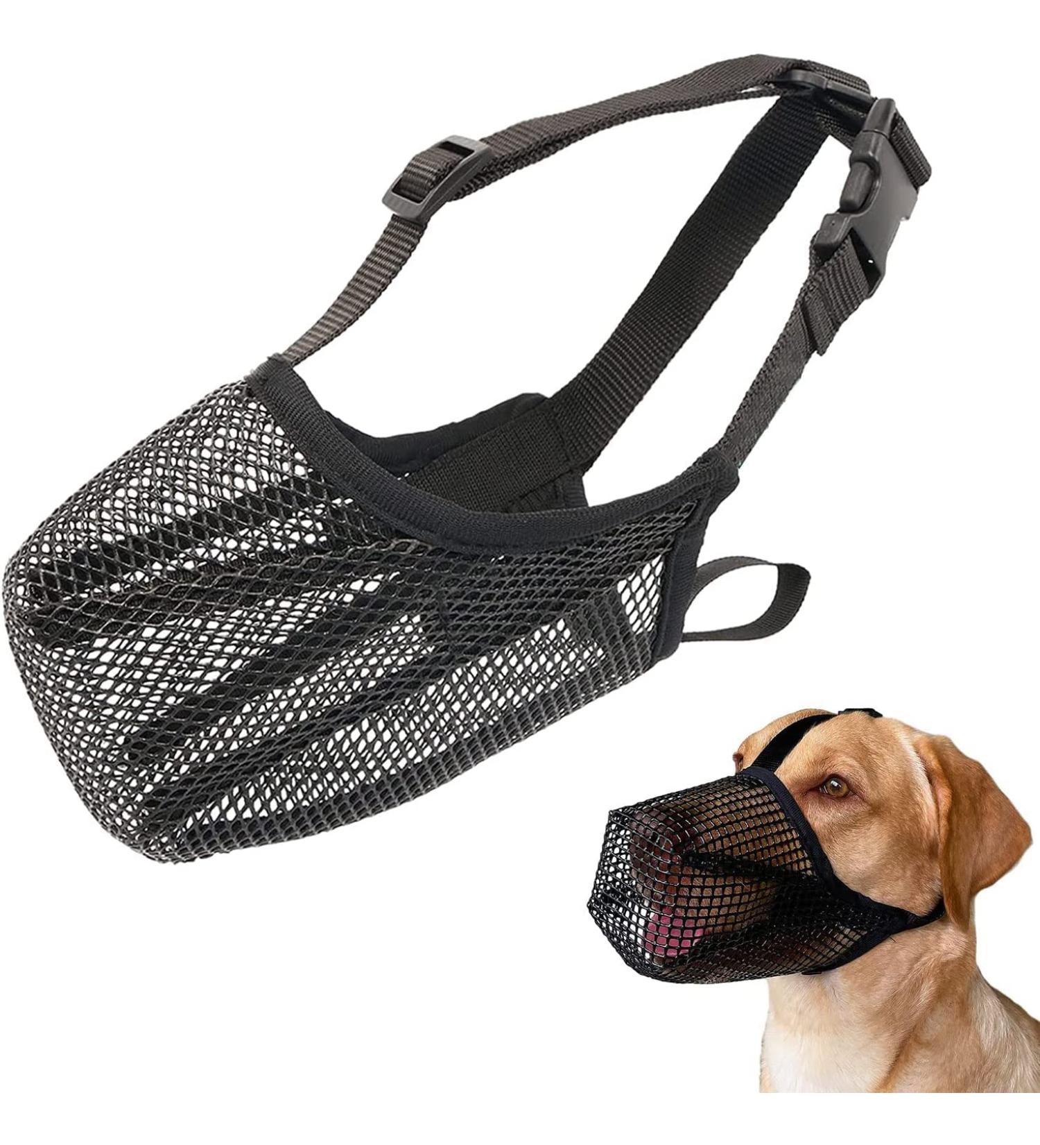 Breathable Mesh Dog Muzzle - Adjustable Nylon Muzzle for Small to XL Dogs - Safety Straps & Comfort Fit - Black - Buy Online on GoSupps.com