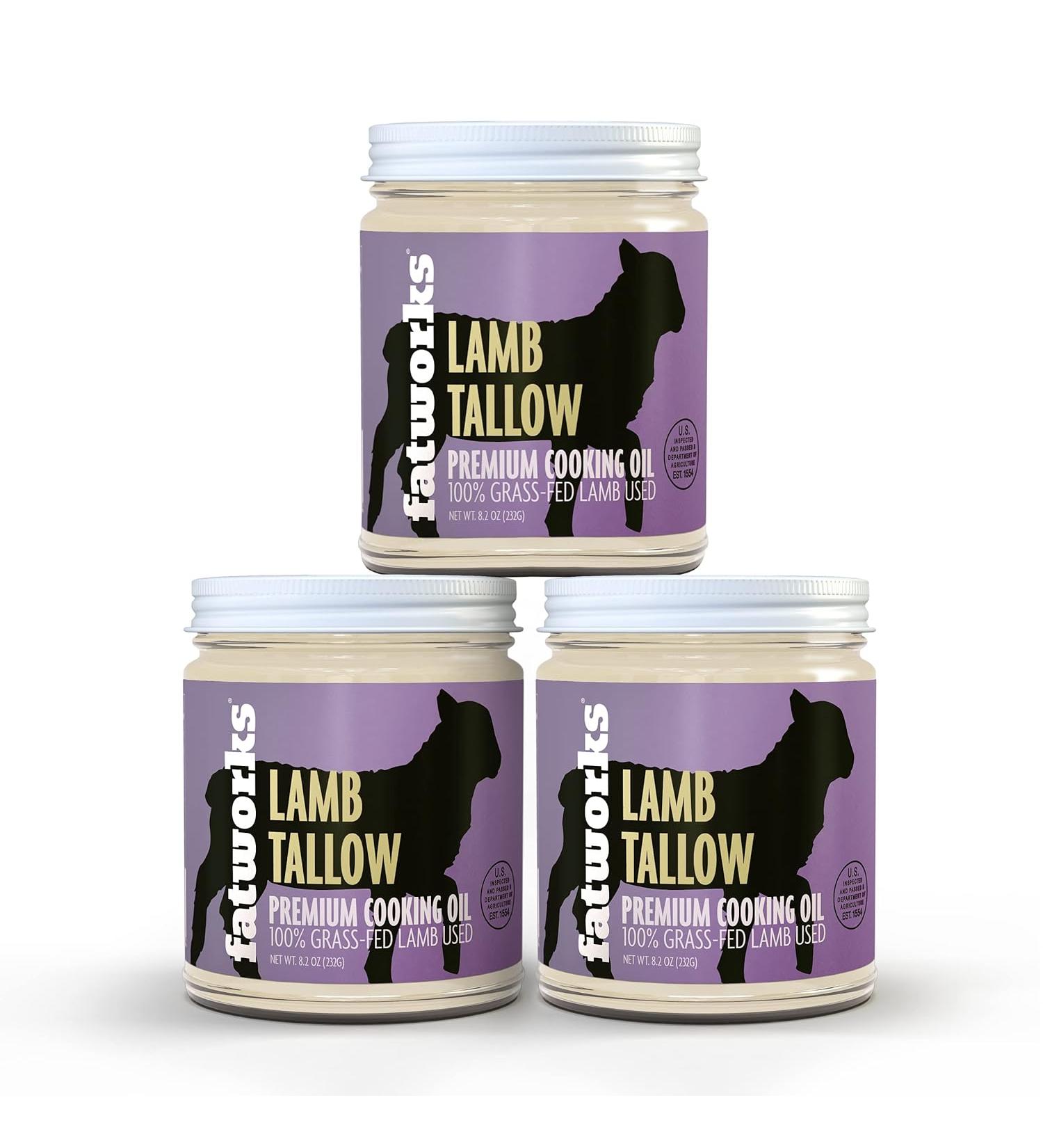 Fatworks Lamb Tallow Premium Cooking Oil - Pack of 3 - Lamb - 8.2 Oz. - Buy Online on GoSupps.com