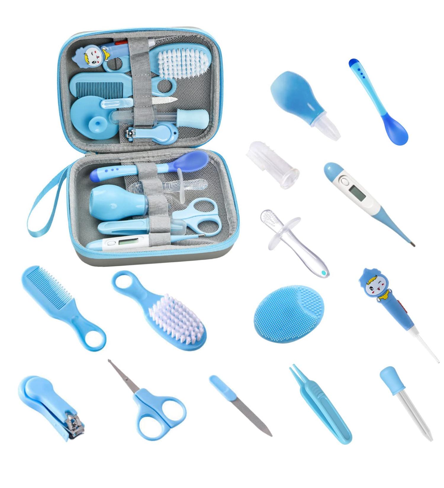 14 PCS Baby Grooming Baby Nail Kit RoseFlower Protable Newborn Nursery Health Care Set Include Baby Comb Brush Clipper Cleaner Baby Scissors etc for Baby Girl & Boy Gifts Newborn Gift Set#Blue #2 - Buy Online on GoSupps.com