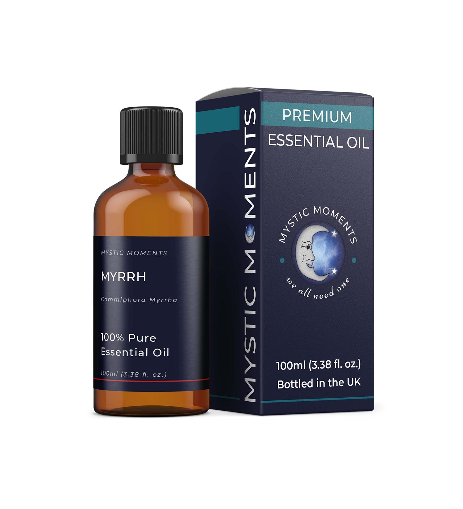 Buy Mystic Moments Myrrh Essential Oil 100ml - Pure Natural Oil for Diffusers Aromatherapy & Vegan Massage Mixtures | International Shipping Available - Buy Online on GoSupps.com
