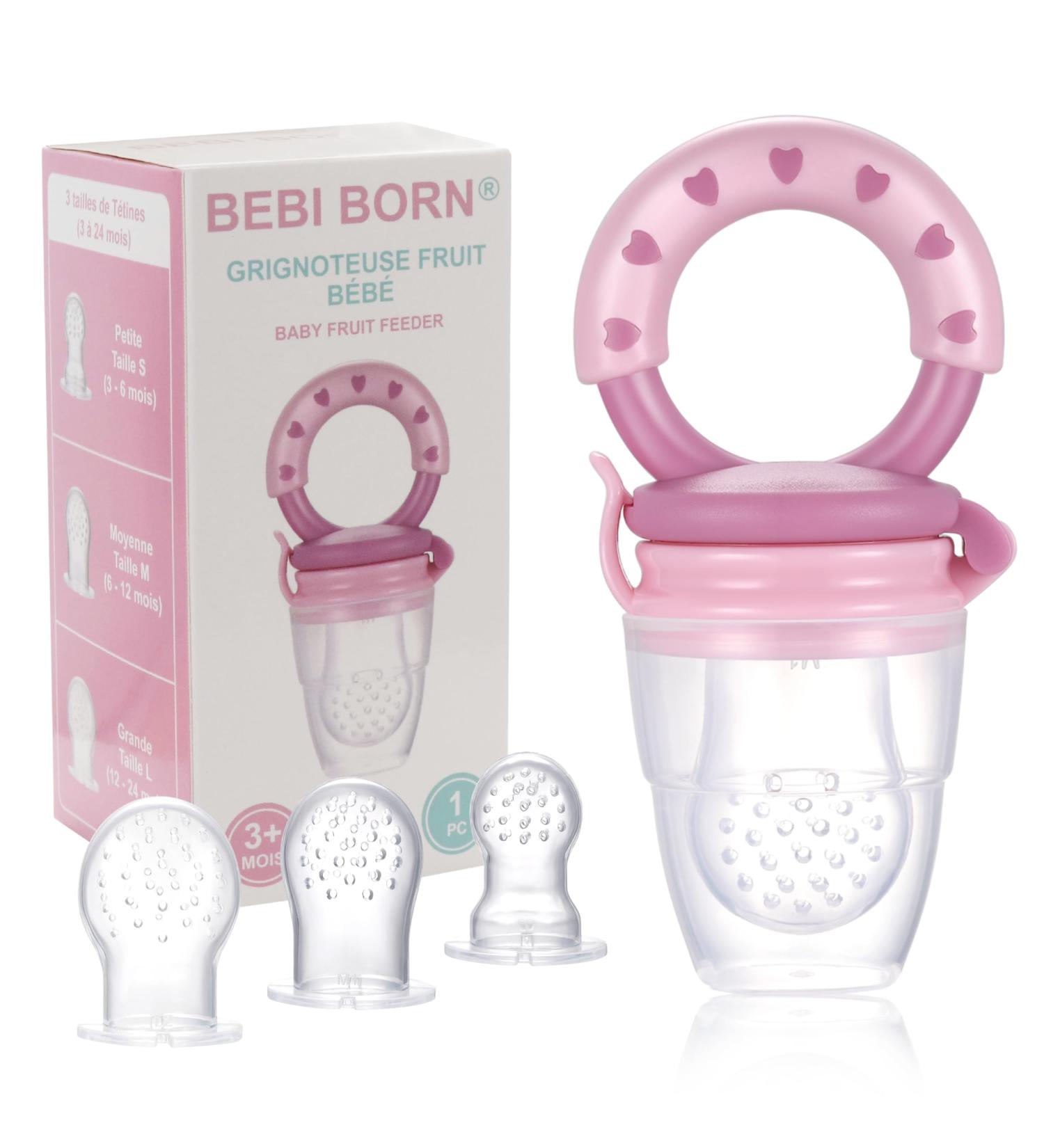 BEBI BORN Baby Fruit Teat Set - 1 Fruit Teat + 3 BPA-Free Silicone Teats (3-24 Months) - Pink Fruit Teat for Babies 4+ Months - Safe & Easy to Use - Buy Online on GoSupps.com