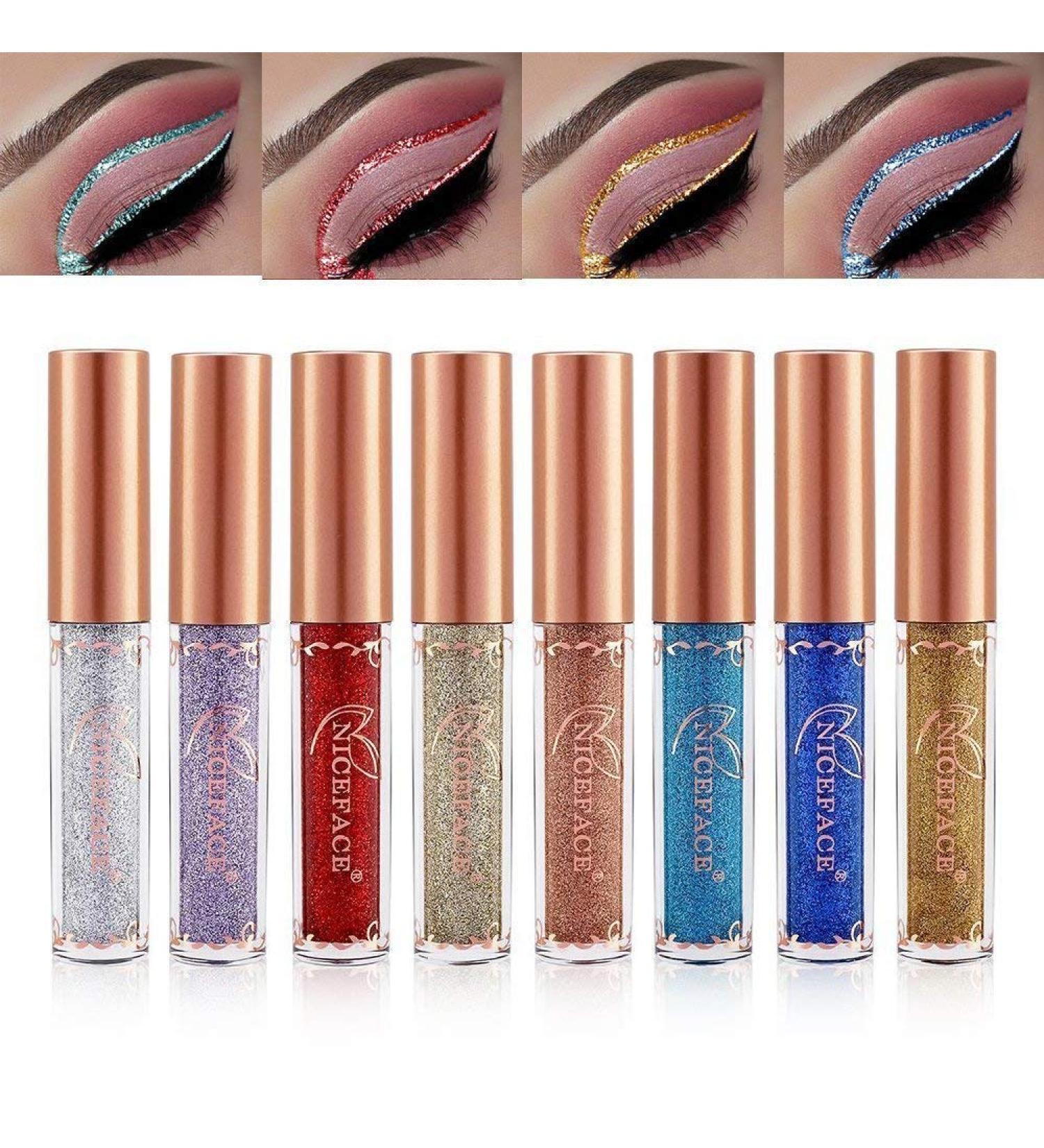8 Colors Shimmer Liquid Eyeshadow Set Waterproof Sparkle Long Lasting Eyeliner Metallic Eye Shadow Pen For - Buy Online on GoSupps.com