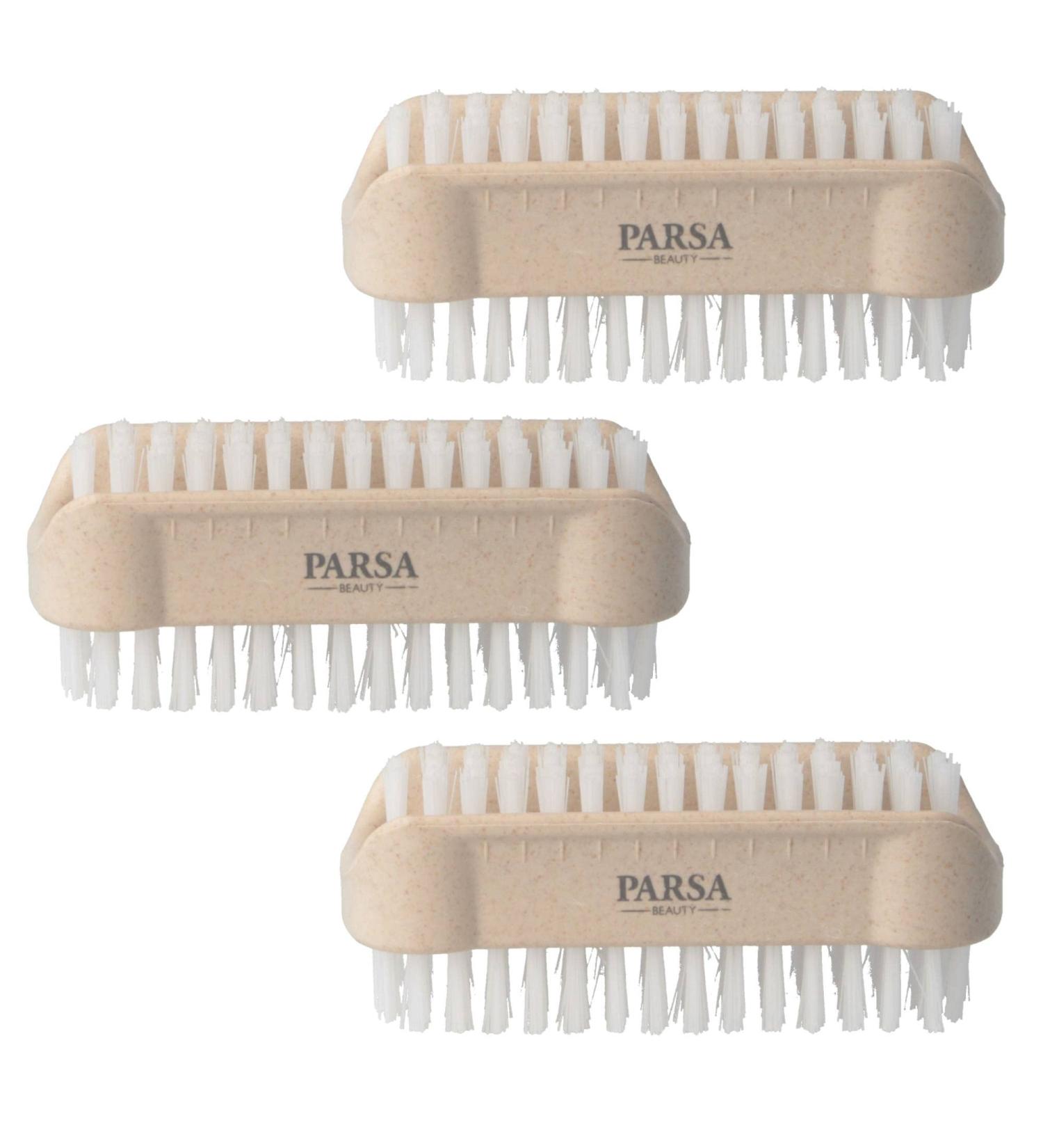 Pack of 3 PARSA Beauty Nature Love Double-Sided Nail Brushes - Hand Washing Brush Set in Beige - Buy Online on GoSupps.com