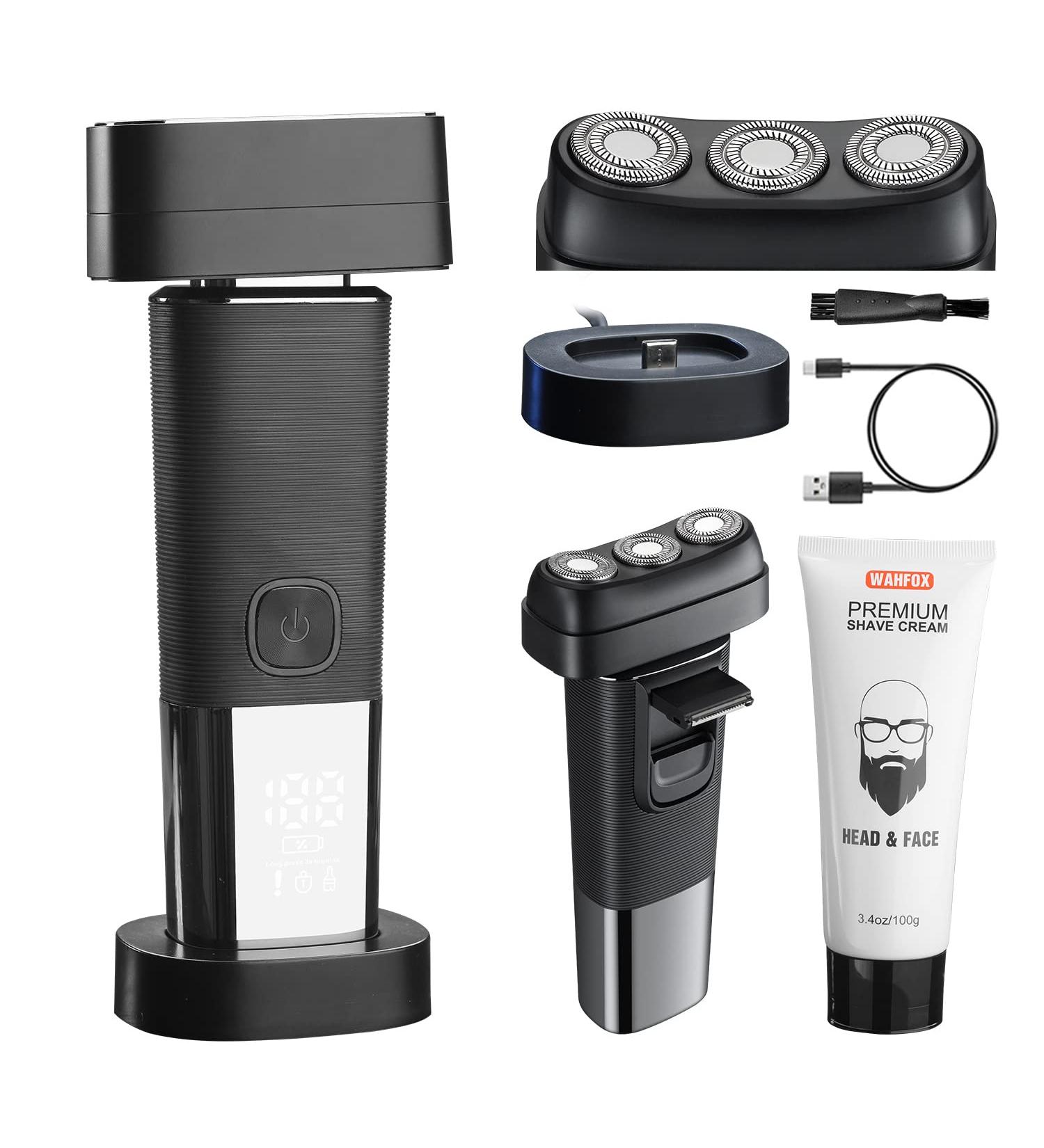 WAHFOX Electric Shaver - Wet & Dry Rechargeable Shaver with Charging Stand & Pop-up Trimmer | Includes Shaving Cream - Buy Online on GoSupps.com