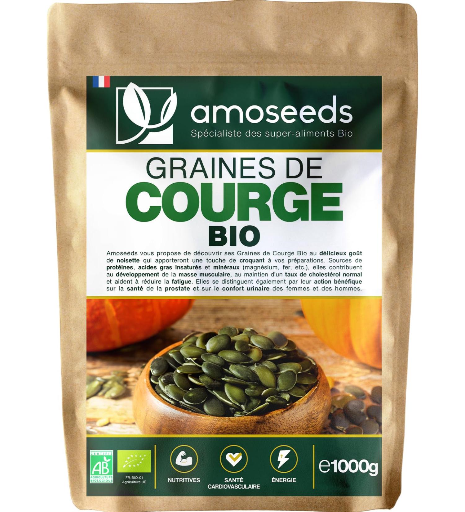 Organic Squash Seeds 1kg | Origin Europe | Cucurbita pepo | Unroasted Salt-Free 100% Natural | Superior Quality - Buy Online on GoSupps.com