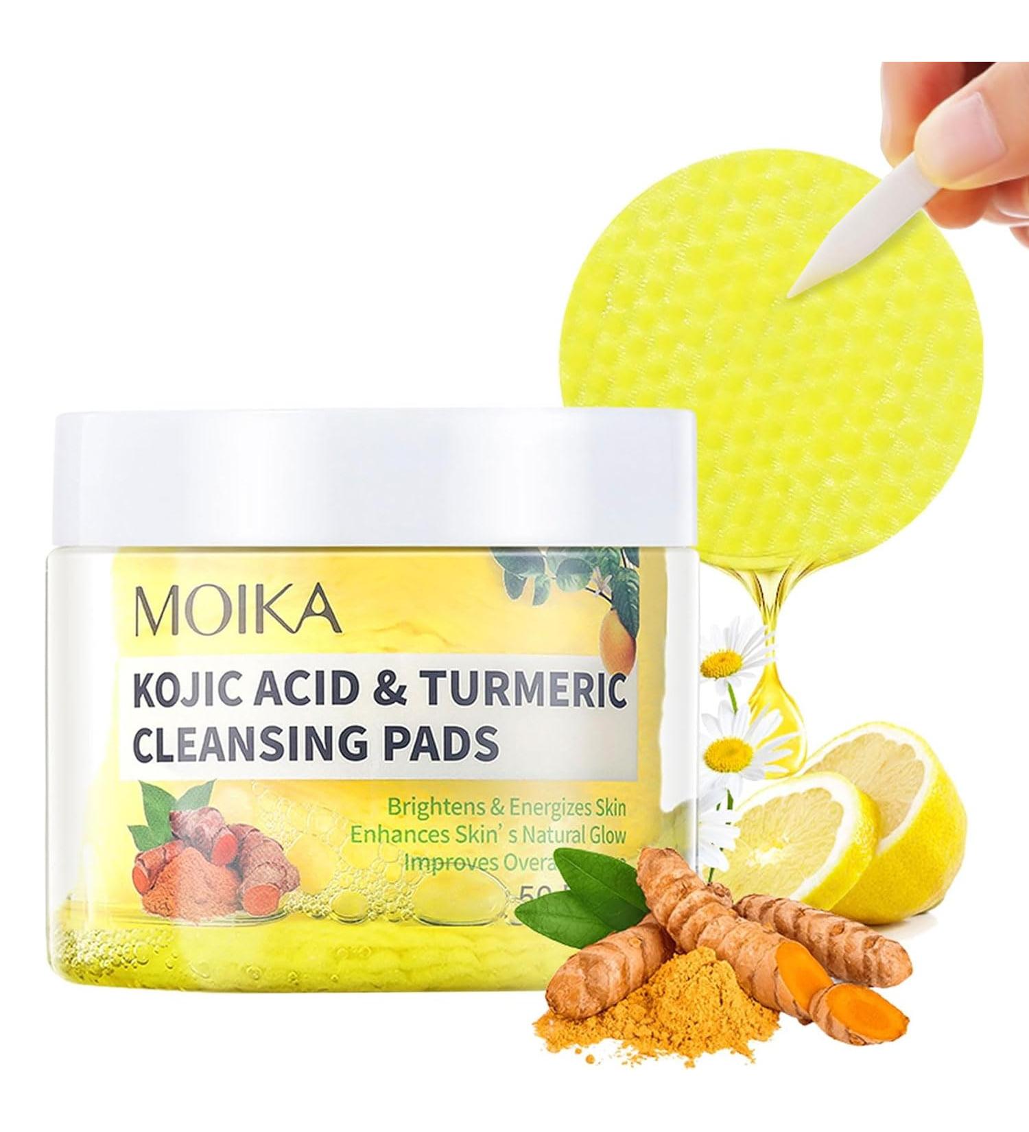 50Pcs Kojic Acid and Turmeric Cleansing Pads Travel-Friendly Cleansing Pads for Gentle Face Cleansing and Skin Smoothing - Buy Online on GoSupps.com