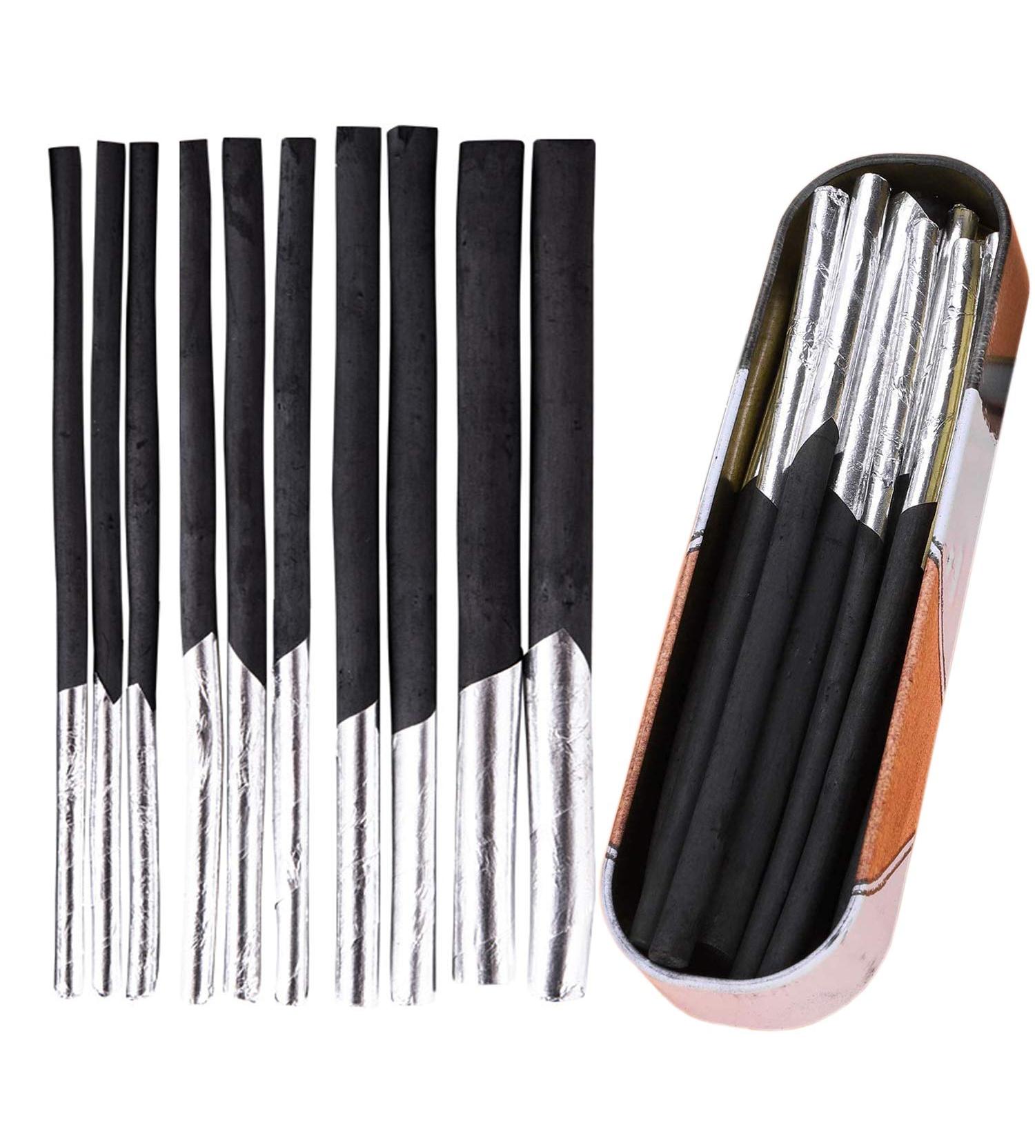 10pcs Willow Vine Charcoal Sticks & Pencils Set | Charcoal Drawing Kit in Tin Box for Sketching & Shading - Buy Online on GoSupps.com