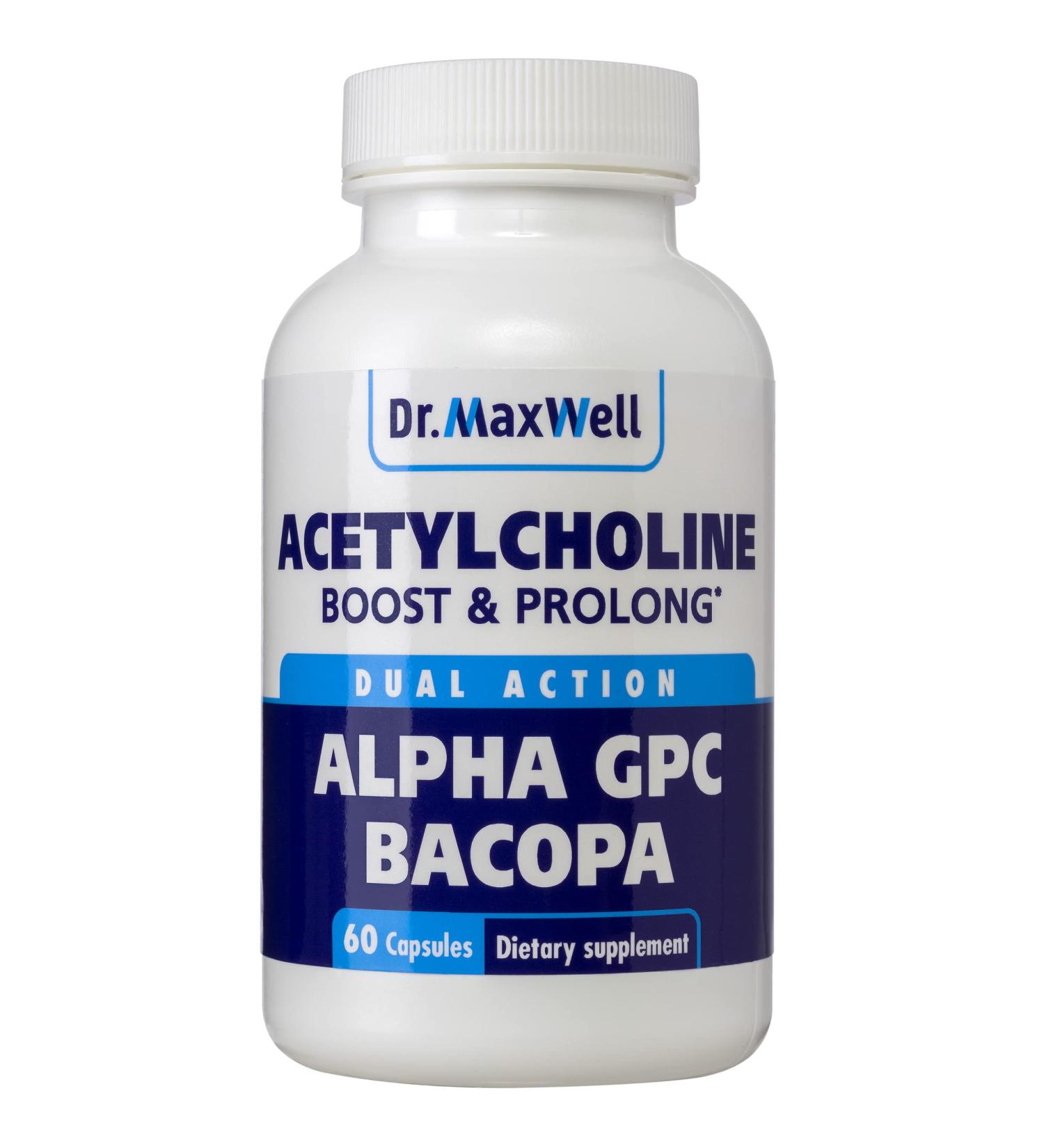 Acetylcholine Alpha GPC Choline 600mg + Bacopa: Superior Memory & Learning Support Supplement - Buy Online on GoSupps.com