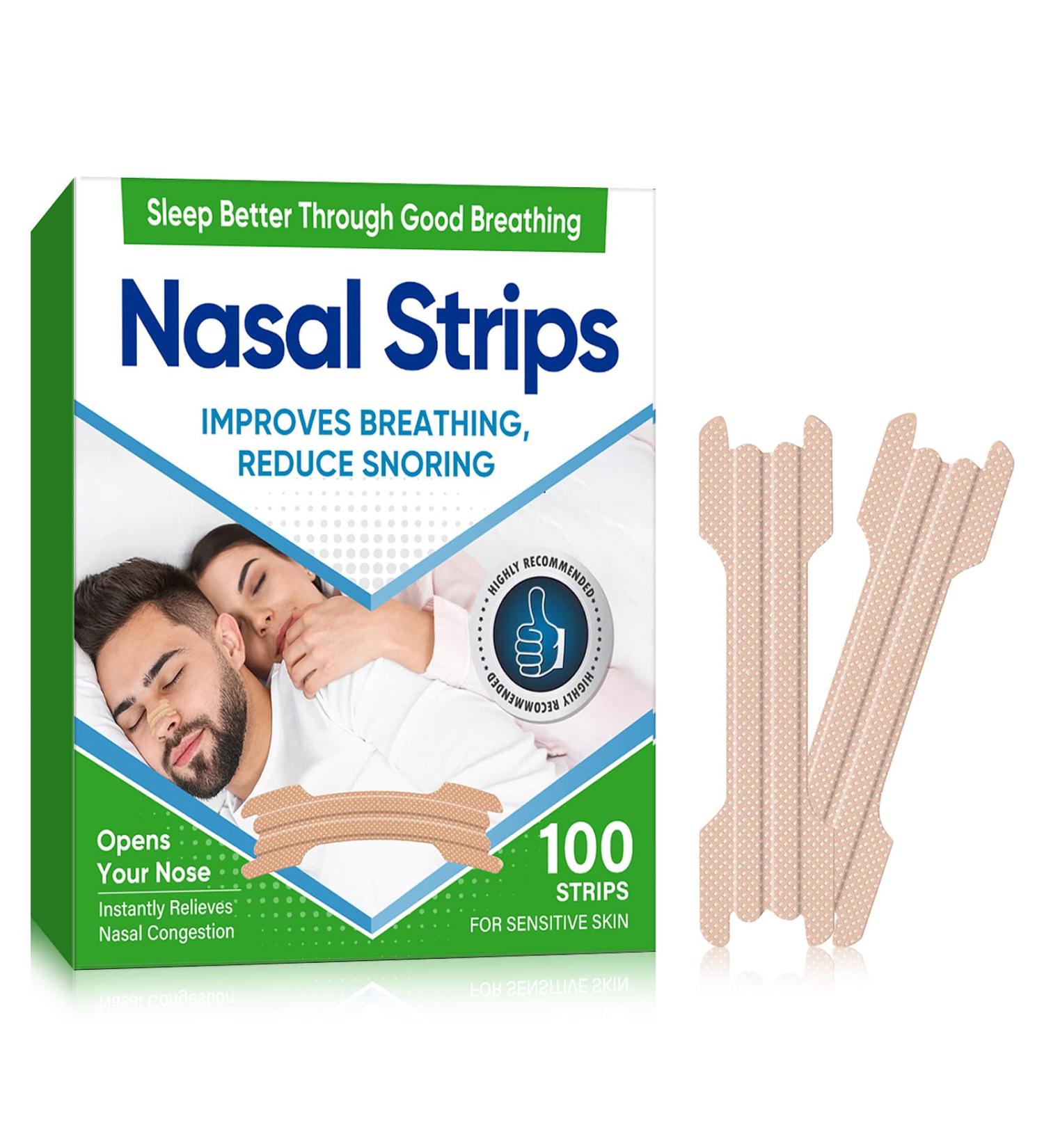 Nasal Strips 100Pcs Nasal Strips for Snoring Stop Snoring and Breathing Smoothly Instant Nasal Congestion on Relief for Improve Sleep Quality - Buy Online on GoSupps.com