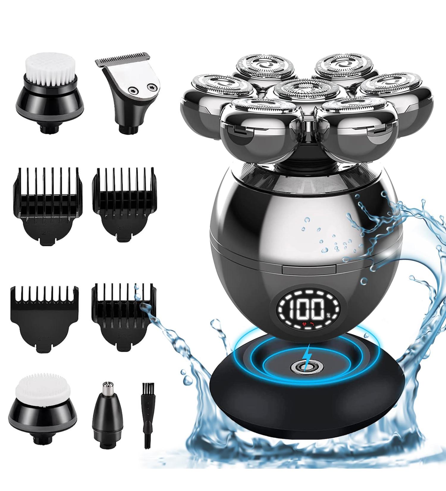 5-in-1 Electric Shaver for Men - Professional Bald Head Shaver with 7 Rotating Heads Waterproof & Wireless Rechargeable Care Kit - Buy Online on GoSupps.com