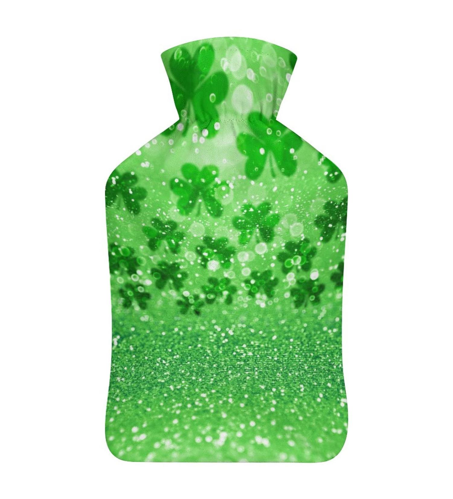 Green Leaves Hot Water Bottle with Plush Cover | Cozy Hand Warmer for Adults & Kids - 26.5x15.3cm - Buy Online on GoSupps.com
