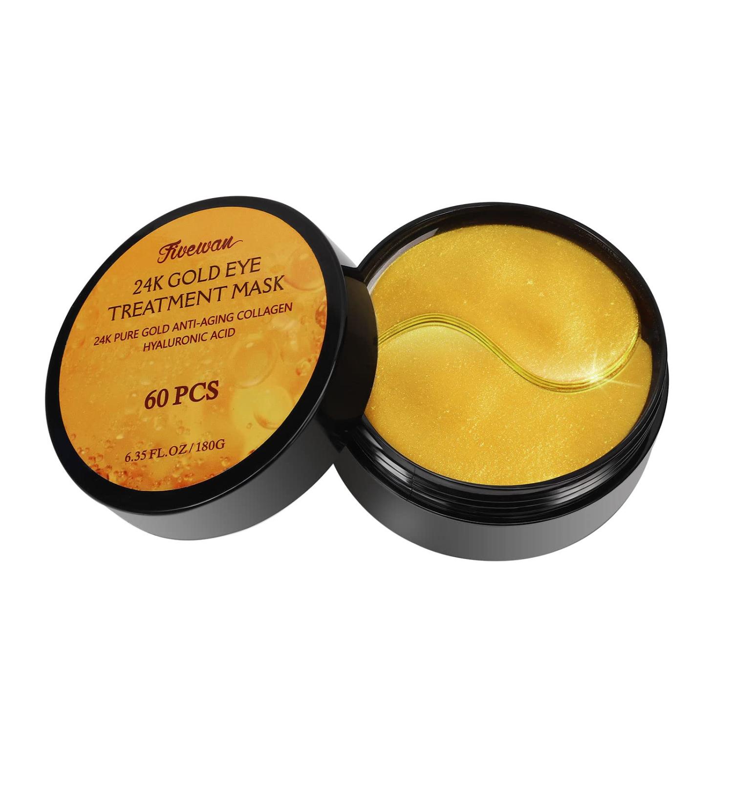 Fivewan 24k Gold Under Eye Patches - 60 Pcs Anti-Aging Collagen & Hyaluronic Acid Eye Masks for Dark Circles Puffiness & Wrinkles - Buy Online on GoSupps.com