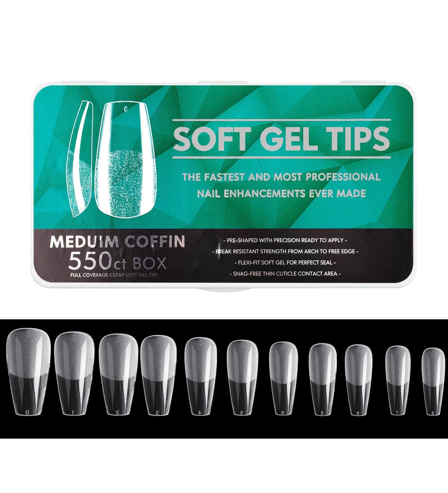 Nail Art Nail Piece Medium and Long Full Set of Transparent Pressure Nail Soaked Soft Gel Nail Tip Extension Professional Acrylic Fake Nails (duanlei) - Buy Online on GoSupps.com