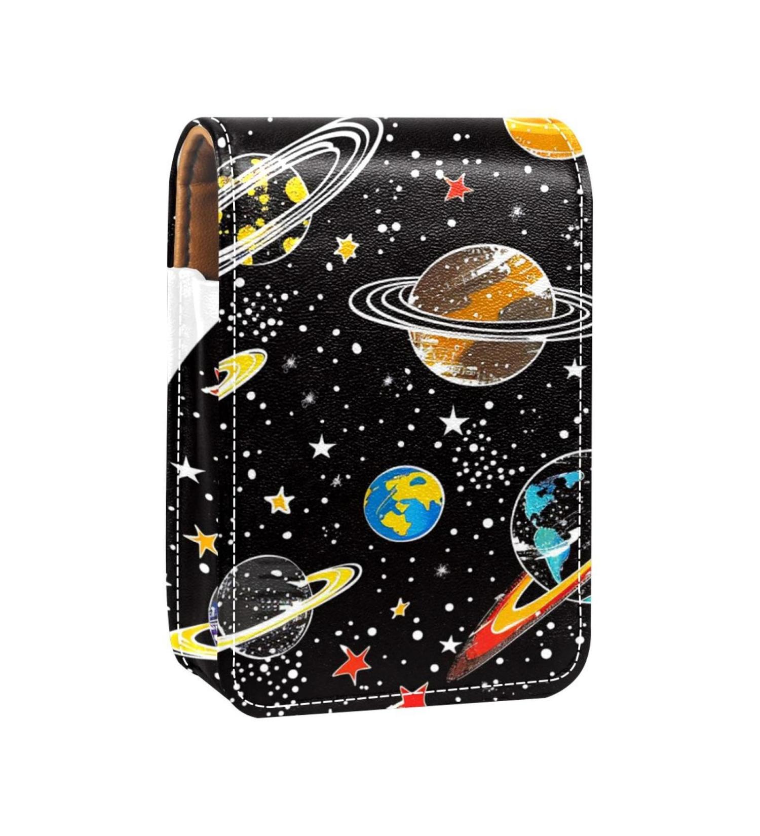 Buy Cartoon Space Rocket Leather Lipstick Case - Mini Organizer with Mirror for Lip Gloss & Lipstick - Perfect Travel Accessory - Buy Online on GoSupps.com
