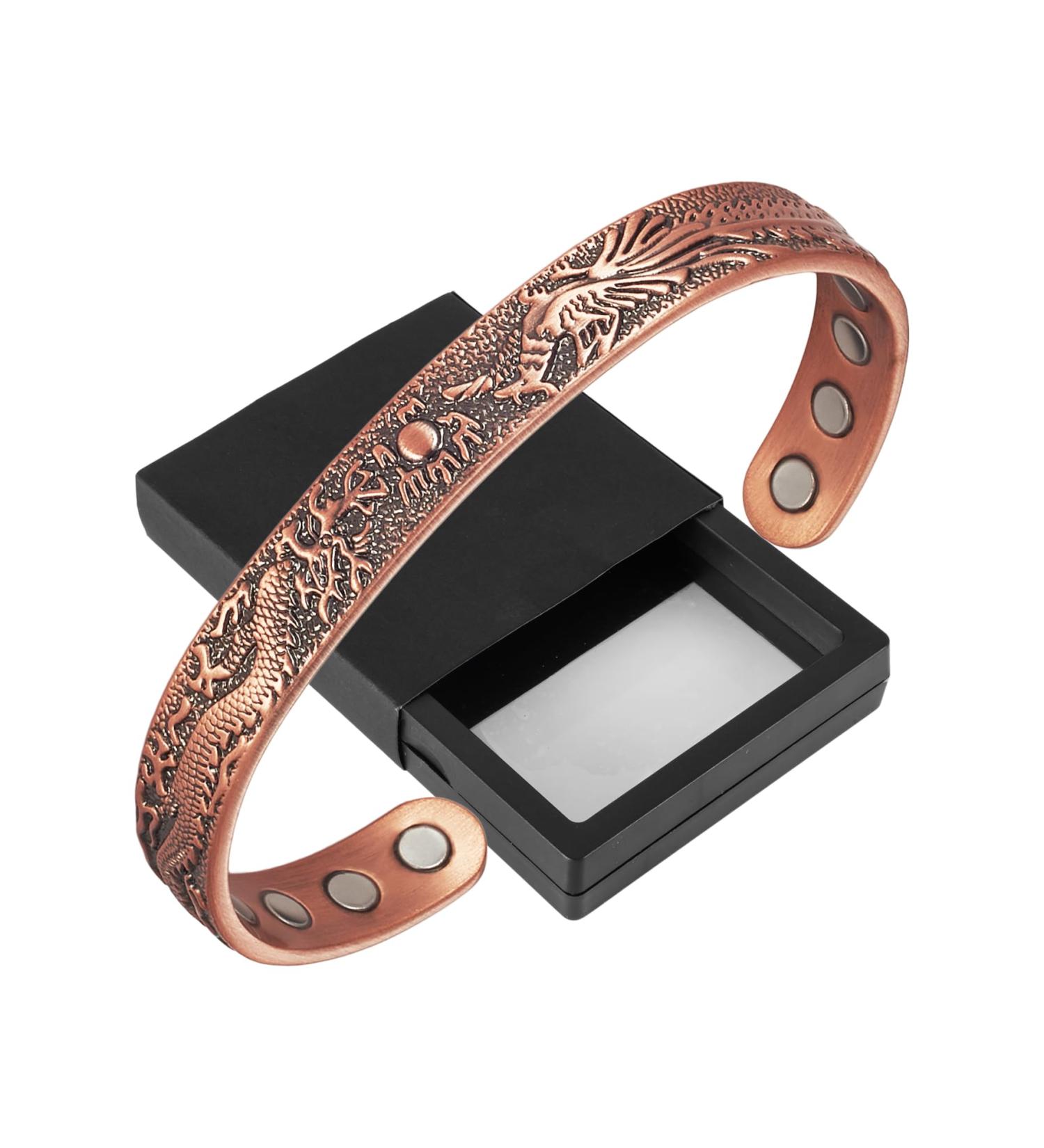 Shop Retro Dragon & Phoenix Magnetic Bracelets - Men & Women Red Copper Energy Bracelets for Wellness - Buy Online on GoSupps.com