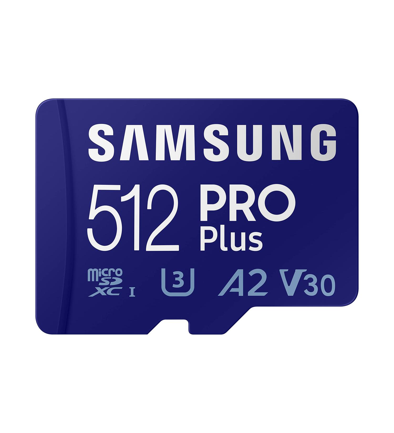 Samsung PRO Plus 512GB microSDXC Card with Adapter | Up to 160MB/s | UHS-I U3 A2 V30 | Full HD & 4K UHD Memory Card for Android, GoPro, DJI Drone - Buy Online on GoSupps.com