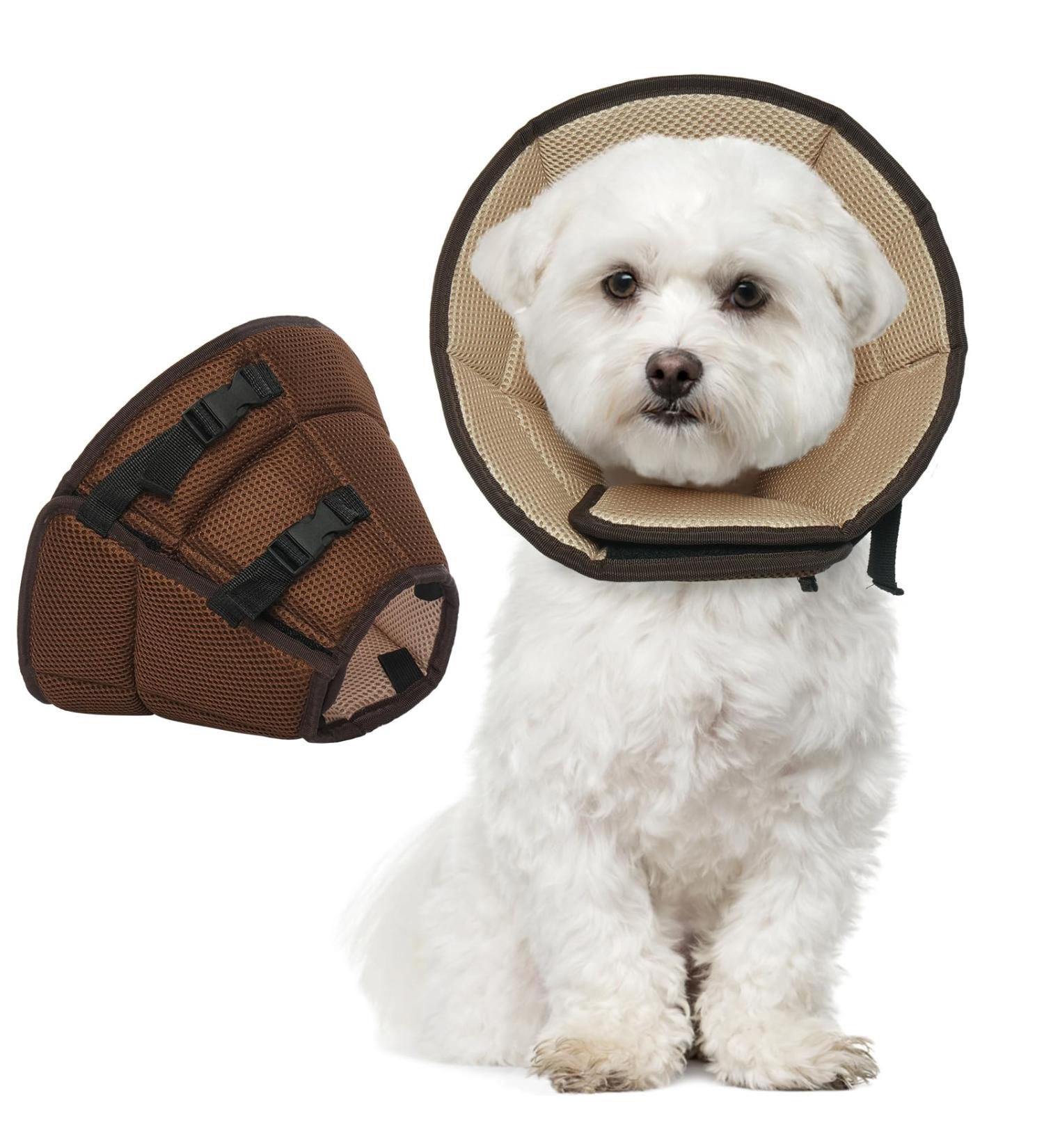 Kuoser Rescue Dog Collar - Comfortable Leakage Protection & Adjustable Neck Fit for Wound Recovery - Brown (28-36cm) - Buy Online on GoSupps.com