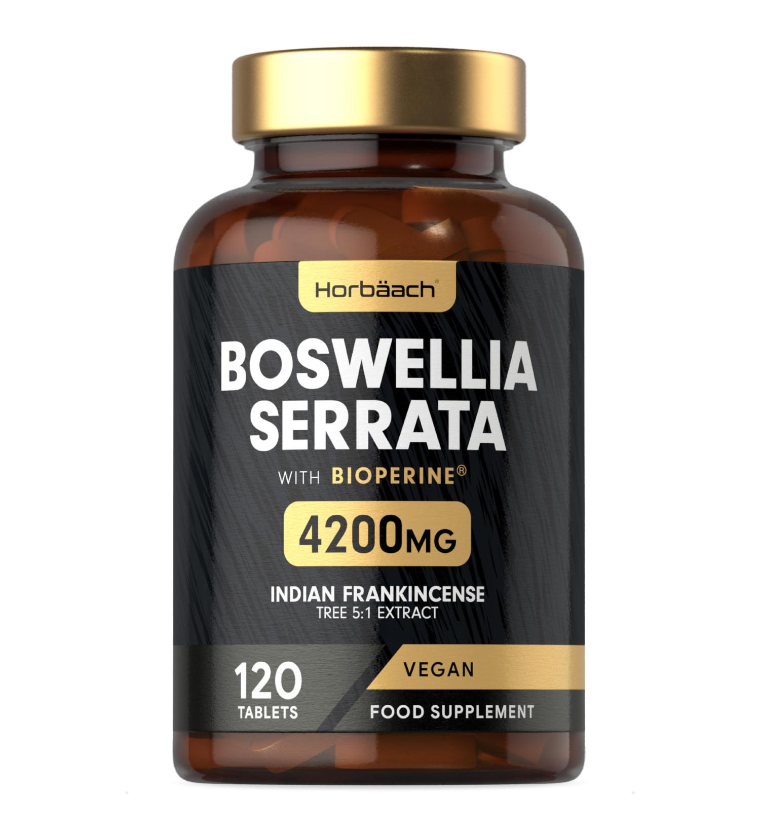 Boswellia Serrata Extract 4200mg | 65% Boswellic Acid | 120 Vegan Tablets | Joint Support & Anti-Inflammatory | Horbaach - Buy Online on GoSupps.com