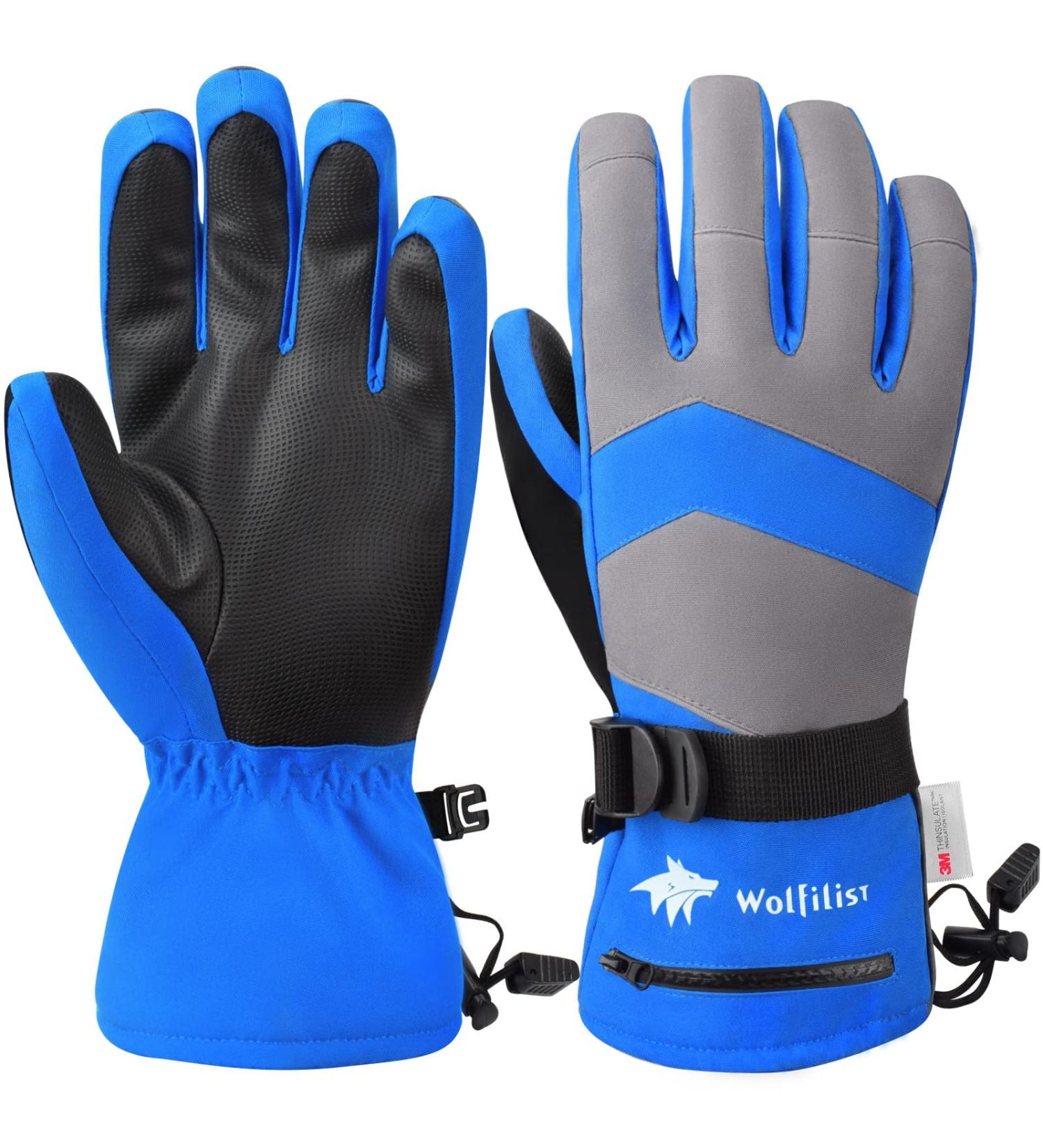 WOLFILIST Ski Gloves - Waterproof, Windproof, 3M Thinsulate Insulated Snowboard Gloves with Zipper Pocket - Touchscreen Winter Gloves for Men Women (Large, Blue) - Buy Online on GoSupps.com