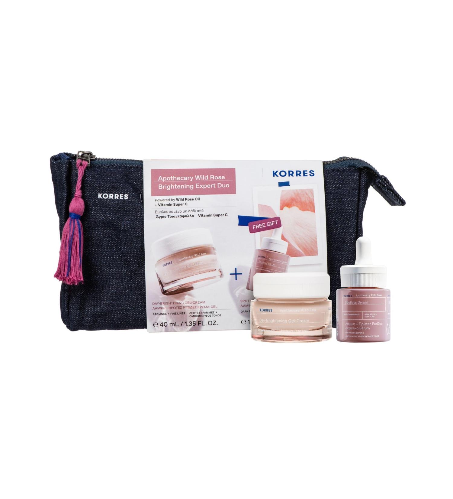 KORRES KORRES Apothecary Wild Rose Radiant Complexion - Expert Duo Day Cream Kit 40ml & 2 Phase Booster 15ml for a Soft Complexion and Even Complexion Silicone and Paraben Free Vegan