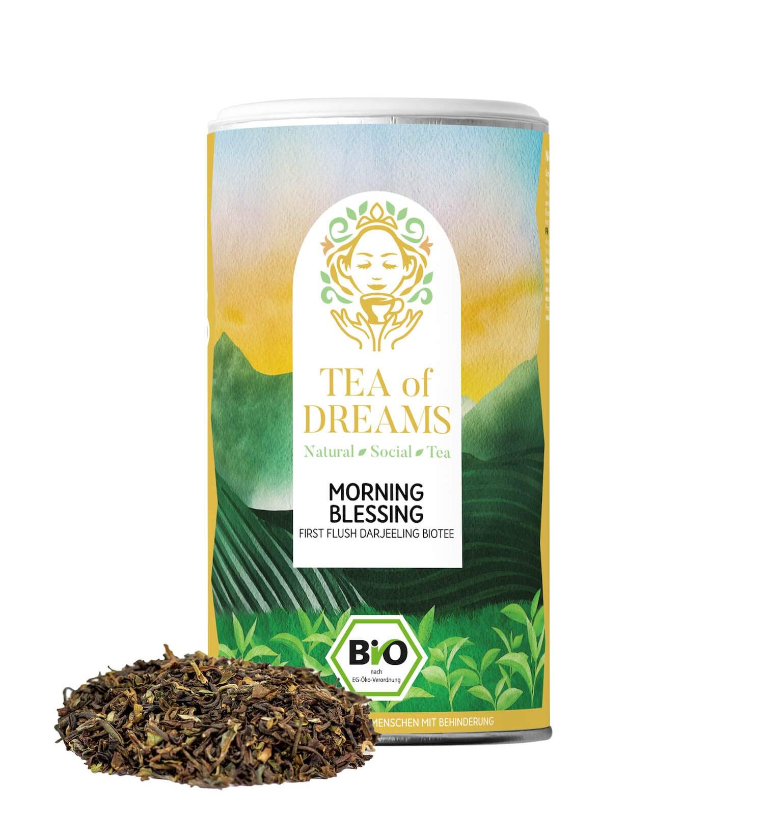  Tea of Dreams Th noir bio | Morning Blessing | Darjeeling First Flush Darjeeling | Th en vrac | 70 g - Buy Online on GoSupps.com