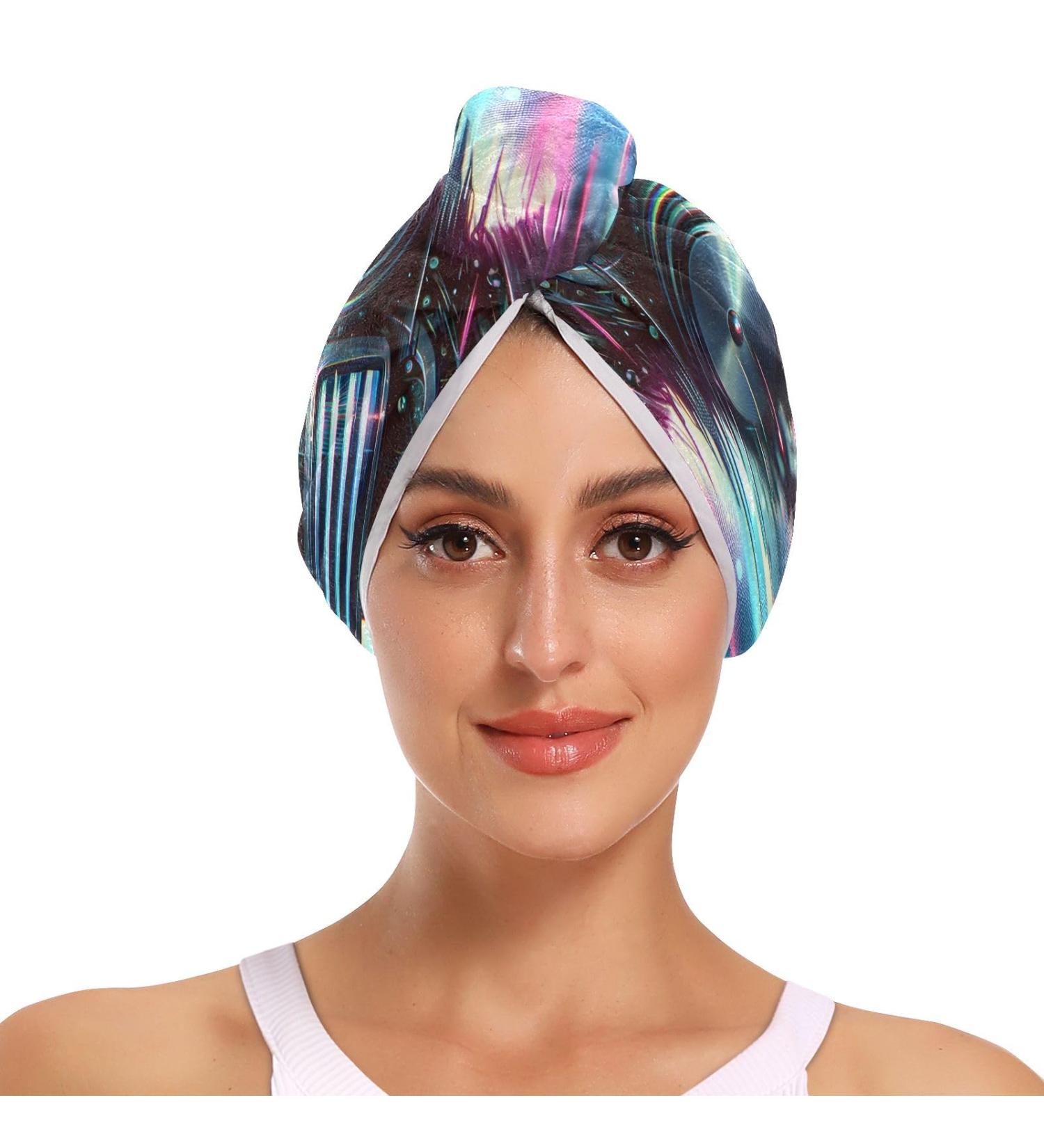 Black Head Helmets Blurred Art Hair Towel 2 Pack - Super Absorbent Quick Dry Turbans for Women & Girls - Buy Online on GoSupps.com