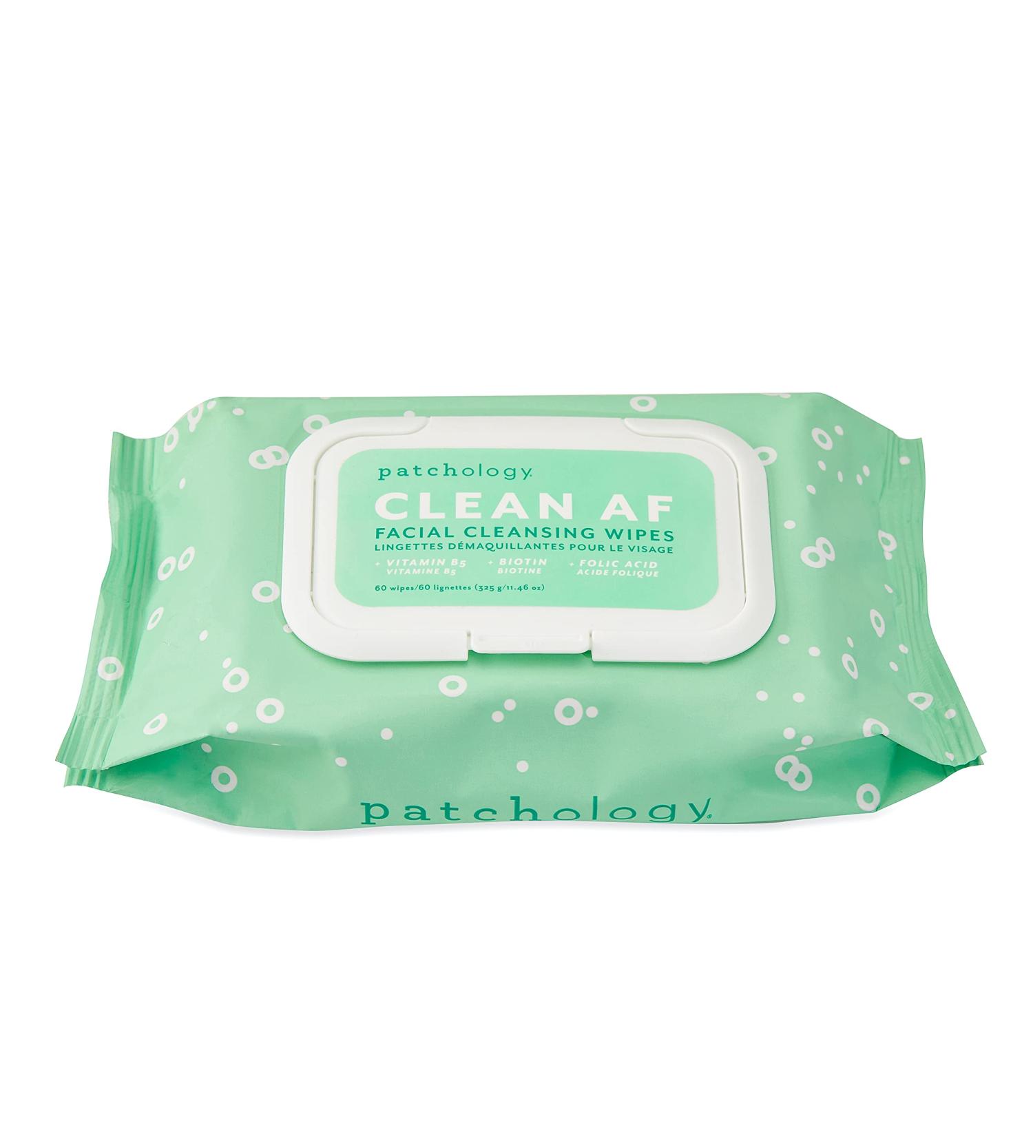 Patchology Clean AF Facial Cleansing Wipes - Travel Size Makeup Remover for Sensitive Skin (60 Count) - Buy Online on GoSupps.com