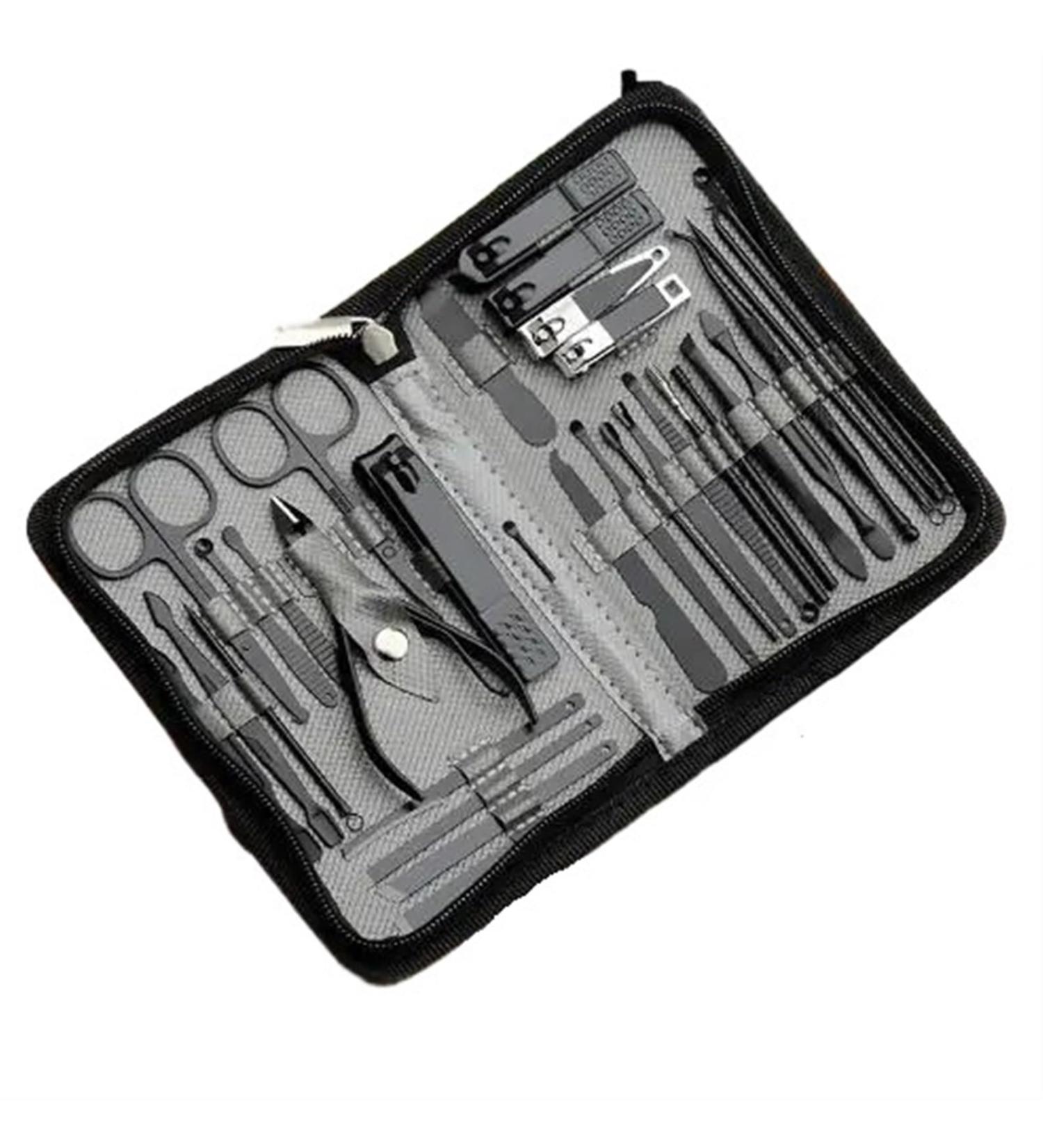 Stainless Steel Set De Manicure Piezas with Leather Nail Clipper Kit (Color : Dark Grey) - Buy Online on GoSupps.com