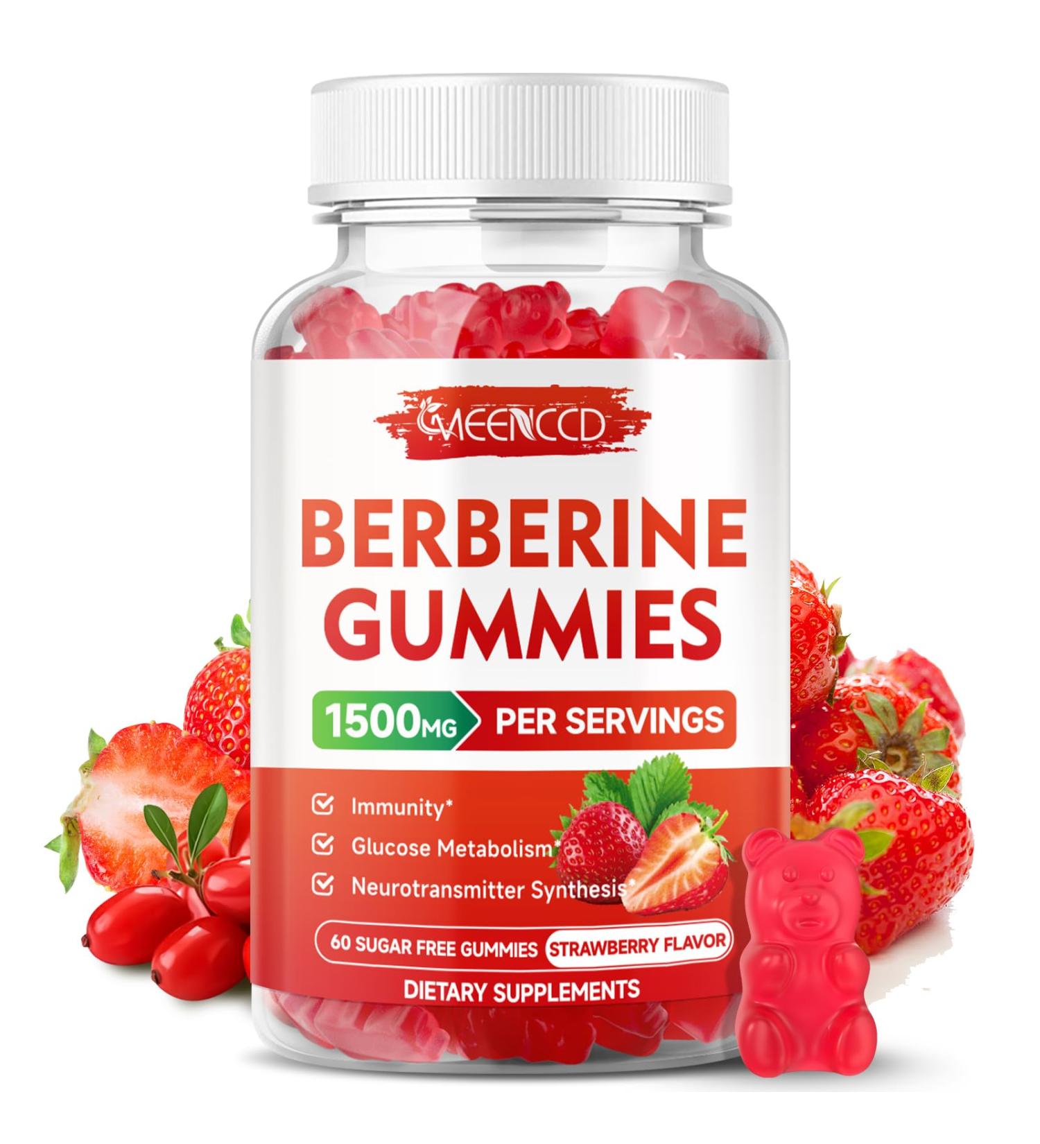 Berberine Gummies with Ceylon Cinnamon High Potency Berberine HCL Supplement for Immune Support Sugar Free Vegan Strawberry Flavor 60 Count Strawberry 60 Count (Pack of 1) - Buy Online on GoSupps.com