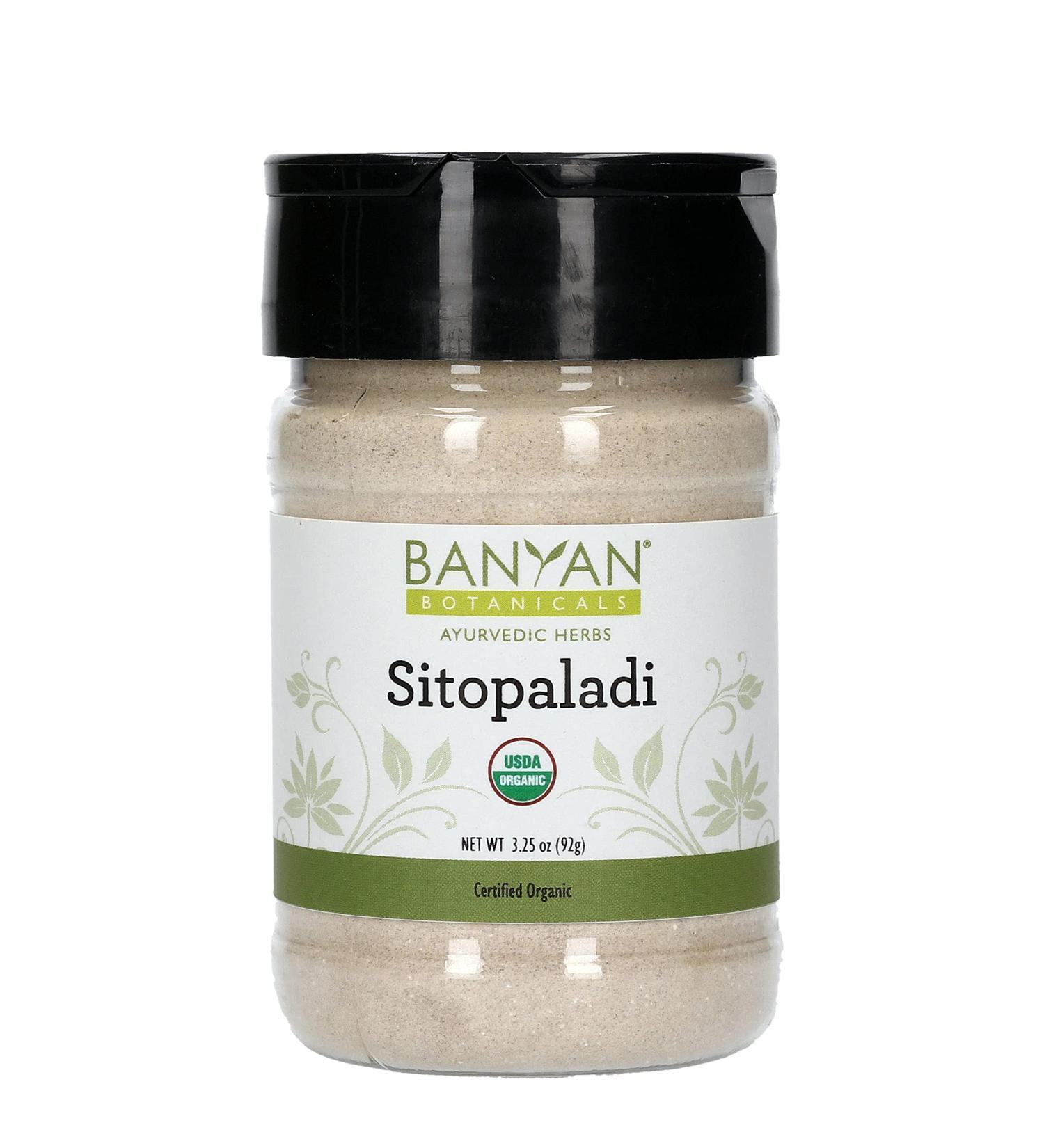 Banyan Botanicals Organic Sitopaladi Churna Powder with Cardamom, Banslochan, and Pippali - 3.25 oz - Immune Support and Lung Health - Non-GMO Vegan Option - Buy Online on GoSupps.com