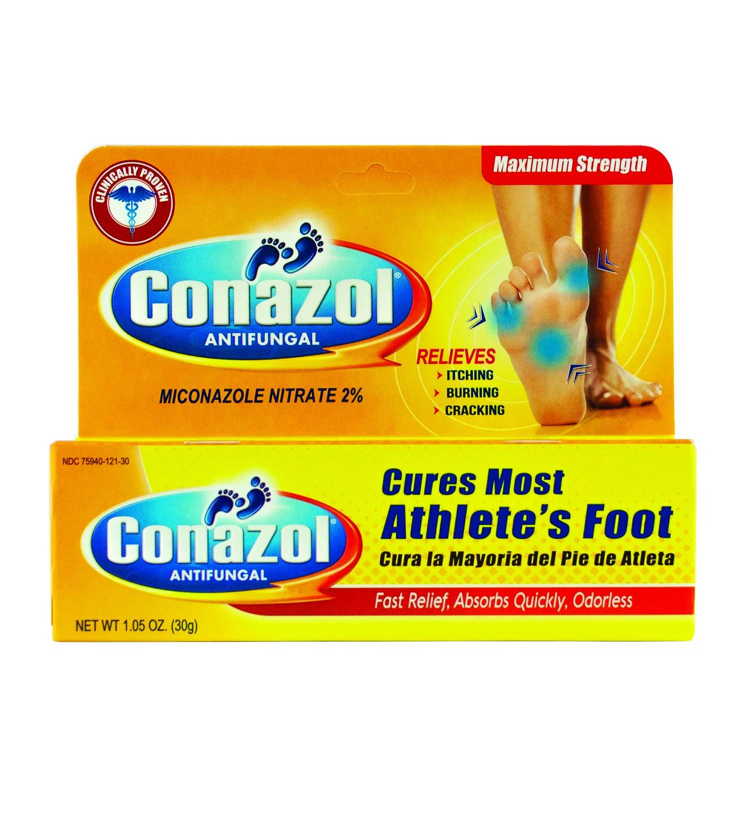 Conazol Cream Anti Fungal with Miconazole Nitrate 2% Clinically Proven Effective to Cure Athlete's Foot Jock Itch and Ringworm Maximum Strength Formula 6 Pack