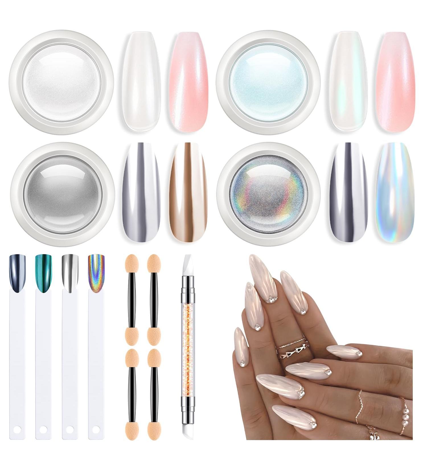 MODELONES Perle Poudre Ongles Blancs 13PCS Vernis avec 4 Fards Poudre & M taux Brillants 4 Nuanciers Ongles 4 Palettes Yeux 1 Stylo D tail - Buy Online on GoSupps.com