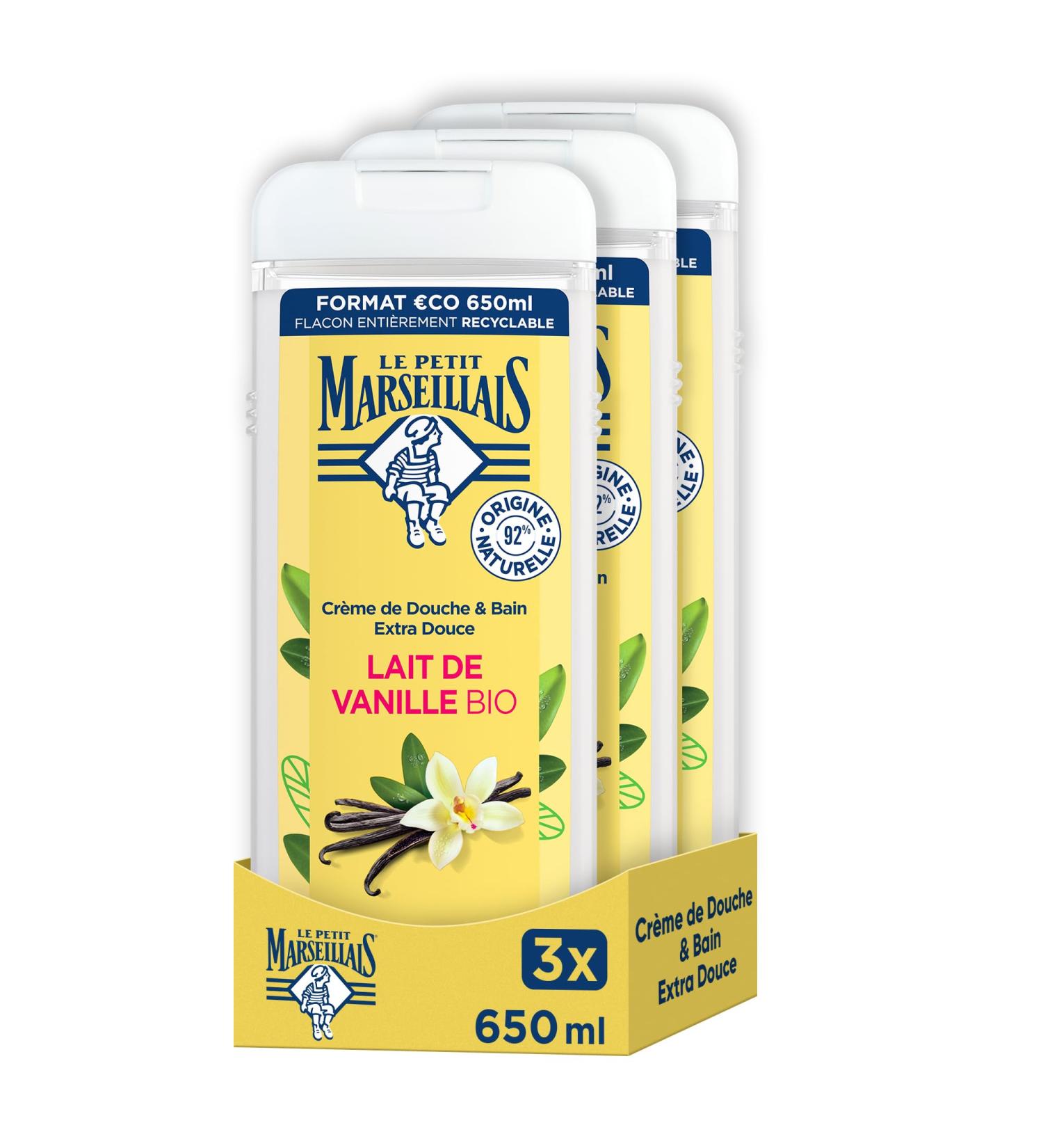 The Little Marseillais | Extra Soft Shower Cream Organic Vanilla Milk Pack of 3 x 650 ml - Buy Online on GoSupps.com