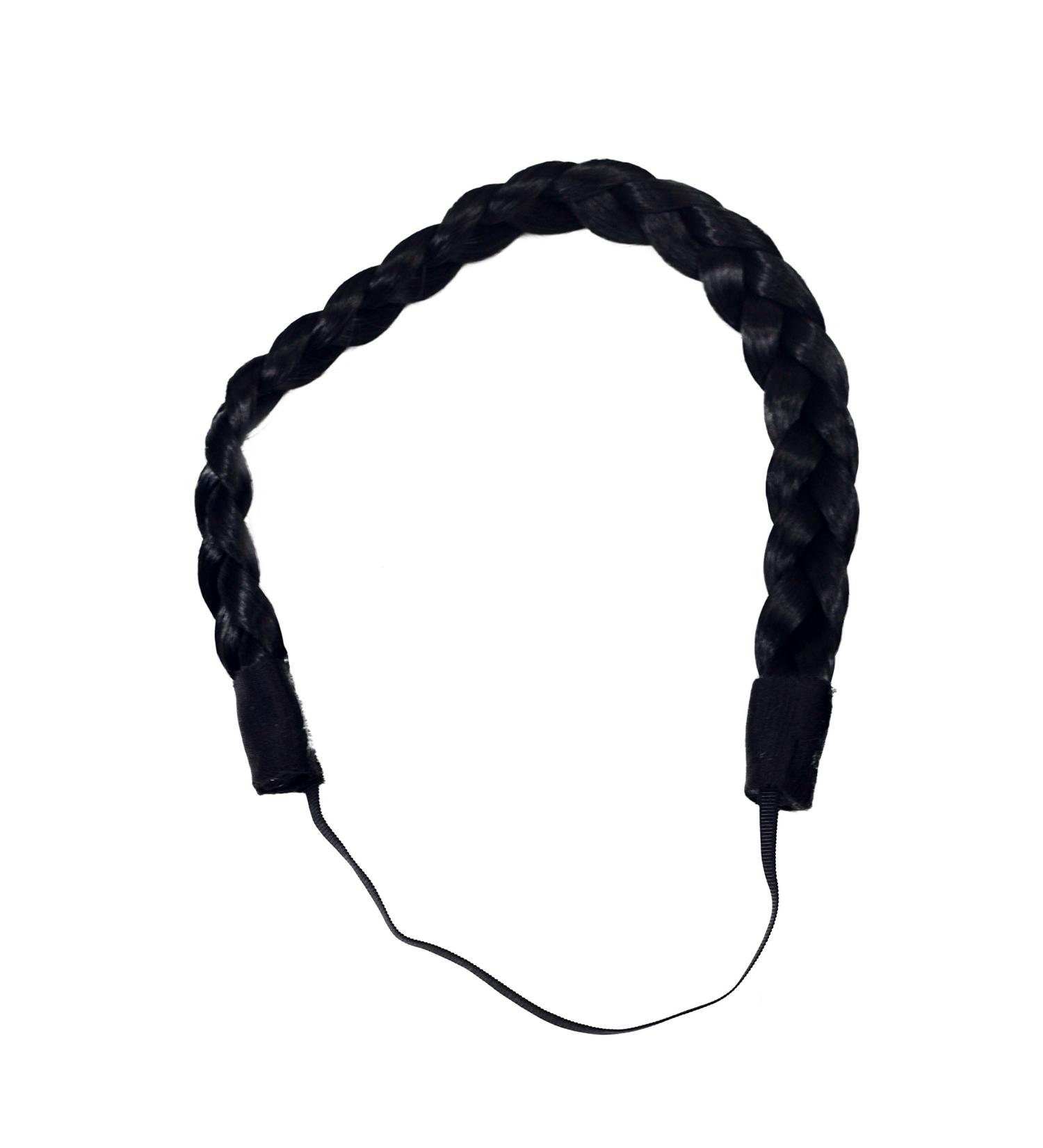WIG ME UP - YZF-3080-1 Hairpiece: braided headband hair band braid braided hairband hair circlet synthetic hair black black (1)