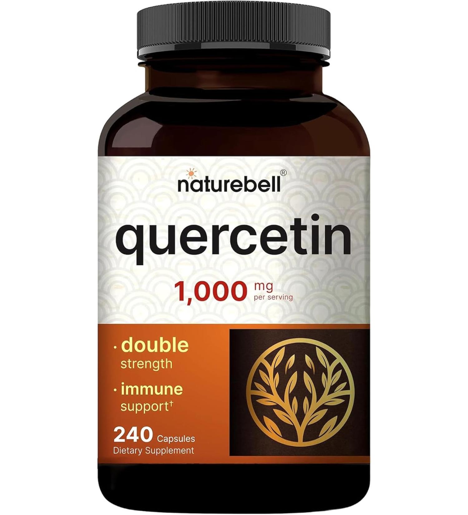Naturebell Quercetin 1000mg | 240 Capsules | Ultra Strength Bioflavonoids Supplement for Healthy Immune Response, Anti-Inflammatory Support & Internal Circulation - Buy Online on GoSupps.com