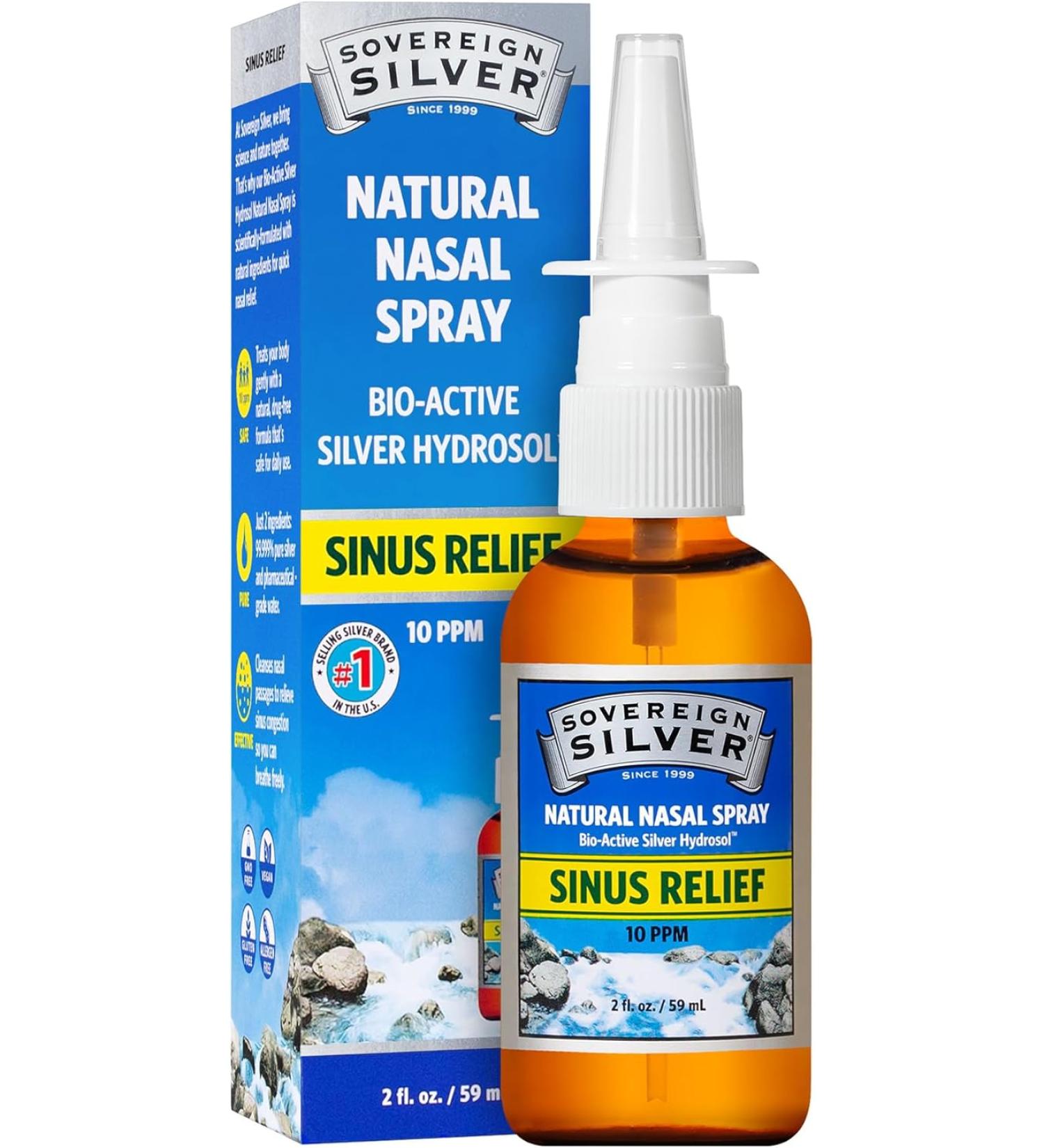 Sovereign Silver Bio Active Colloidal Silver Hydrosol for Immune Support 10ppm Nasal Spray - 2 Oz - Buy Online on GoSupps.com