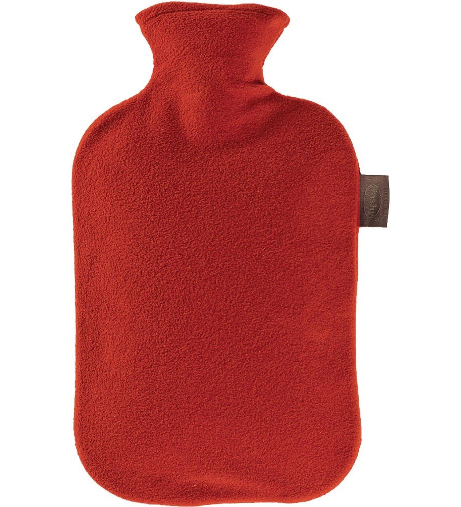 Fashy 6530 42 hot water bottle 2.0 L fleece cover thermoplastic cranberry