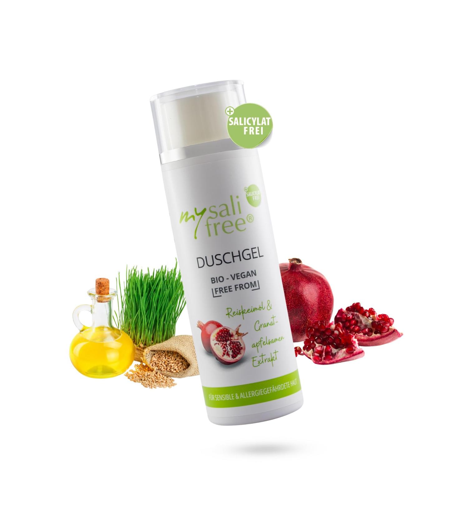  mysalifree Gentle organic and natural shower gel for sensitive skin - With rice germ oil - 200 ml - 100% certified organic cosmetic - Unique in the world - Organic + fragrance-free - Buy Online on GoSupps.com