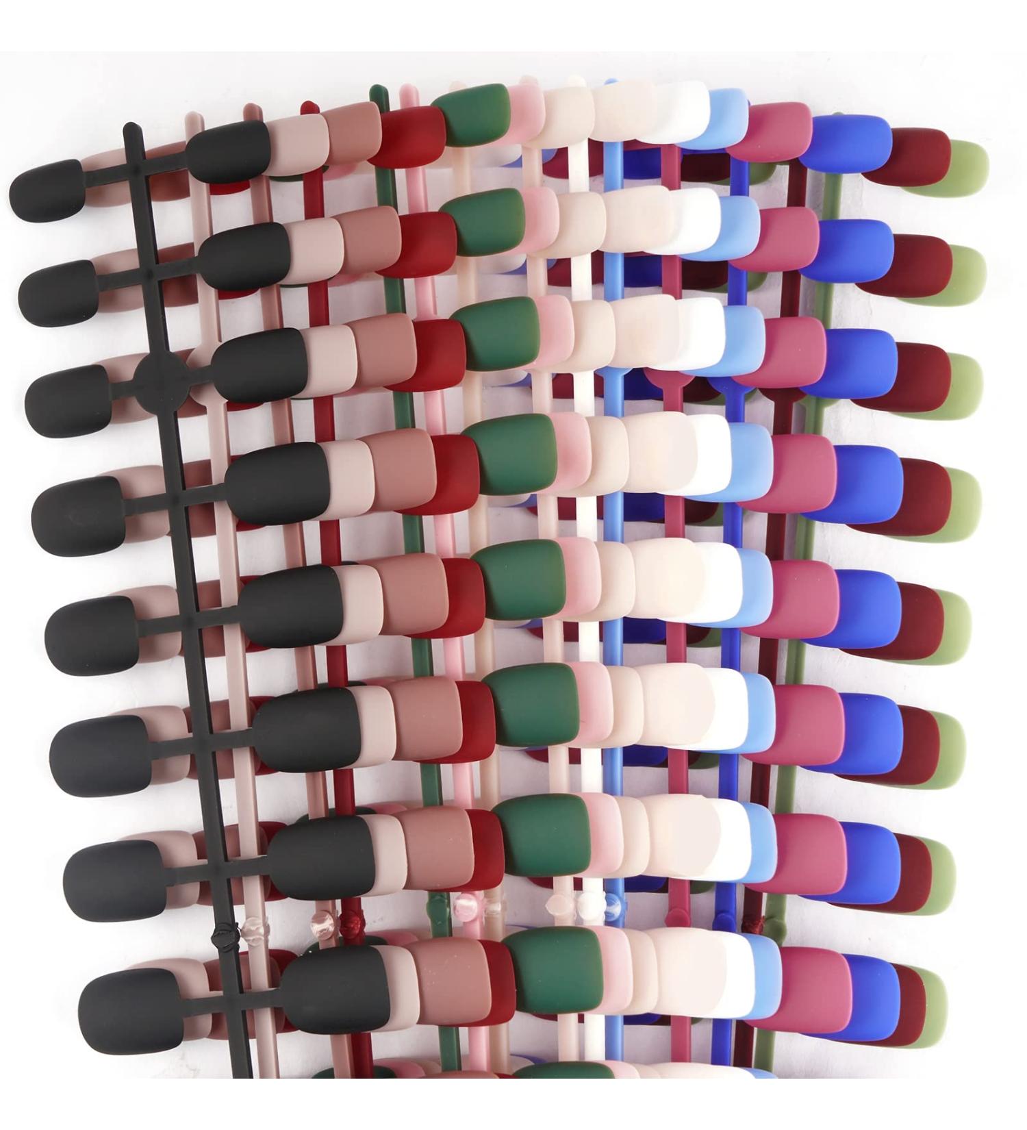 Flofia 336 PC Short Square Artificial Nails Set - Matt False Nails for DIY Nail Art - 14 Color Full Cover Fingernails - Buy Online on GoSupps.com