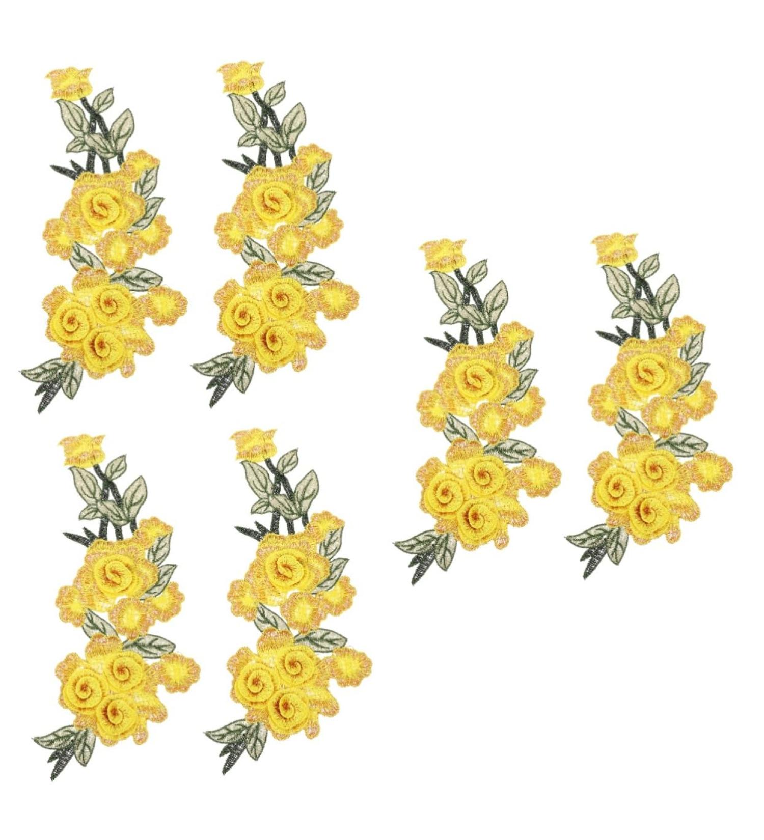 TEHAUX 6 Pcs Embroidery Appliqu Decals Flower Clothing Applique Diy Craft Cloth Patches 3d Crafts Flowers Yellowx3pcs 29X12.5cmx3pcs - Buy Online on GoSupps.com