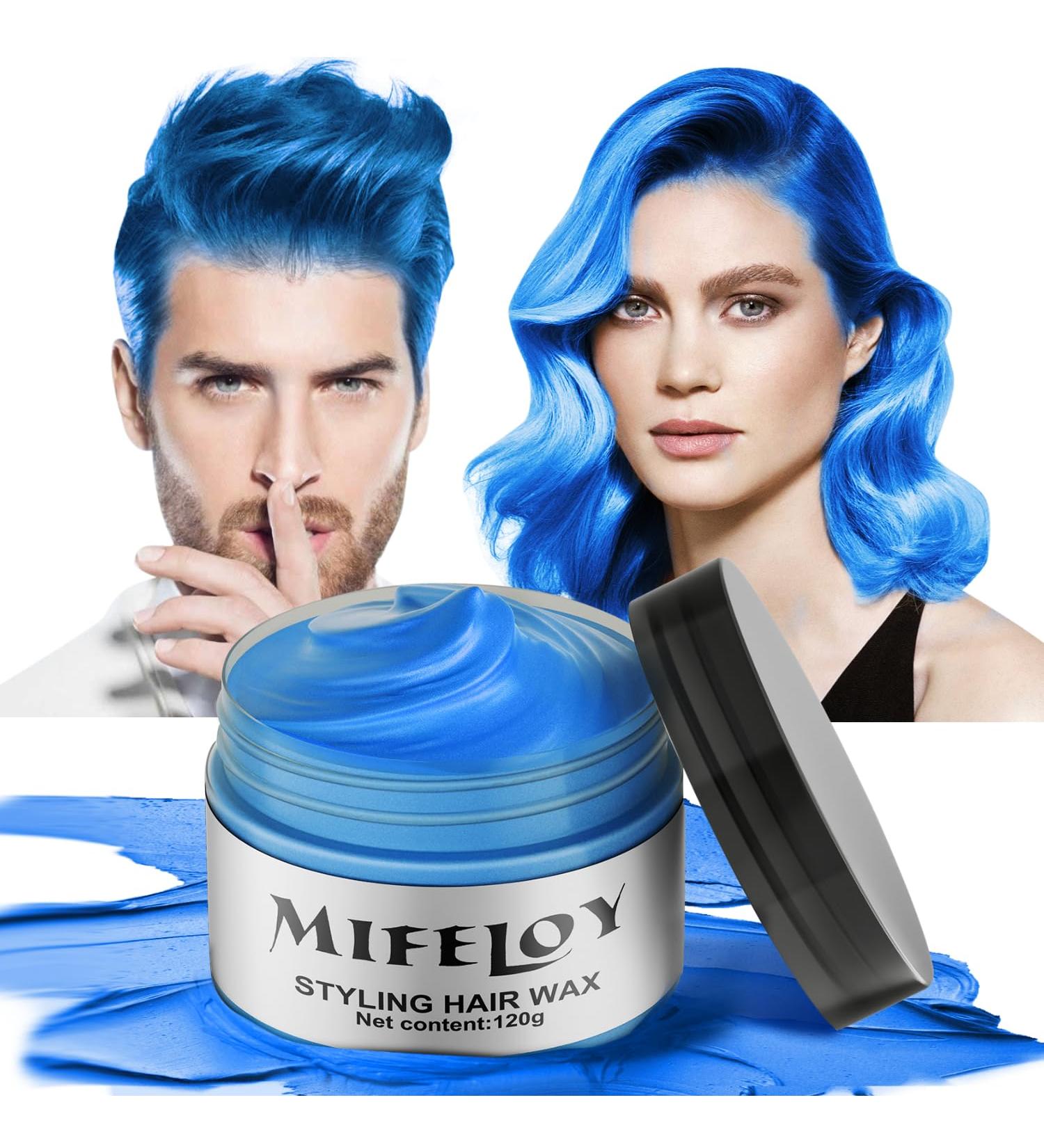 Blue Temporary Hair Color Wax - Instant Washable Hairstyle Dye for Girls & Women | Perfect for Parties Cosplay & Halloween - Buy Online on GoSupps.com