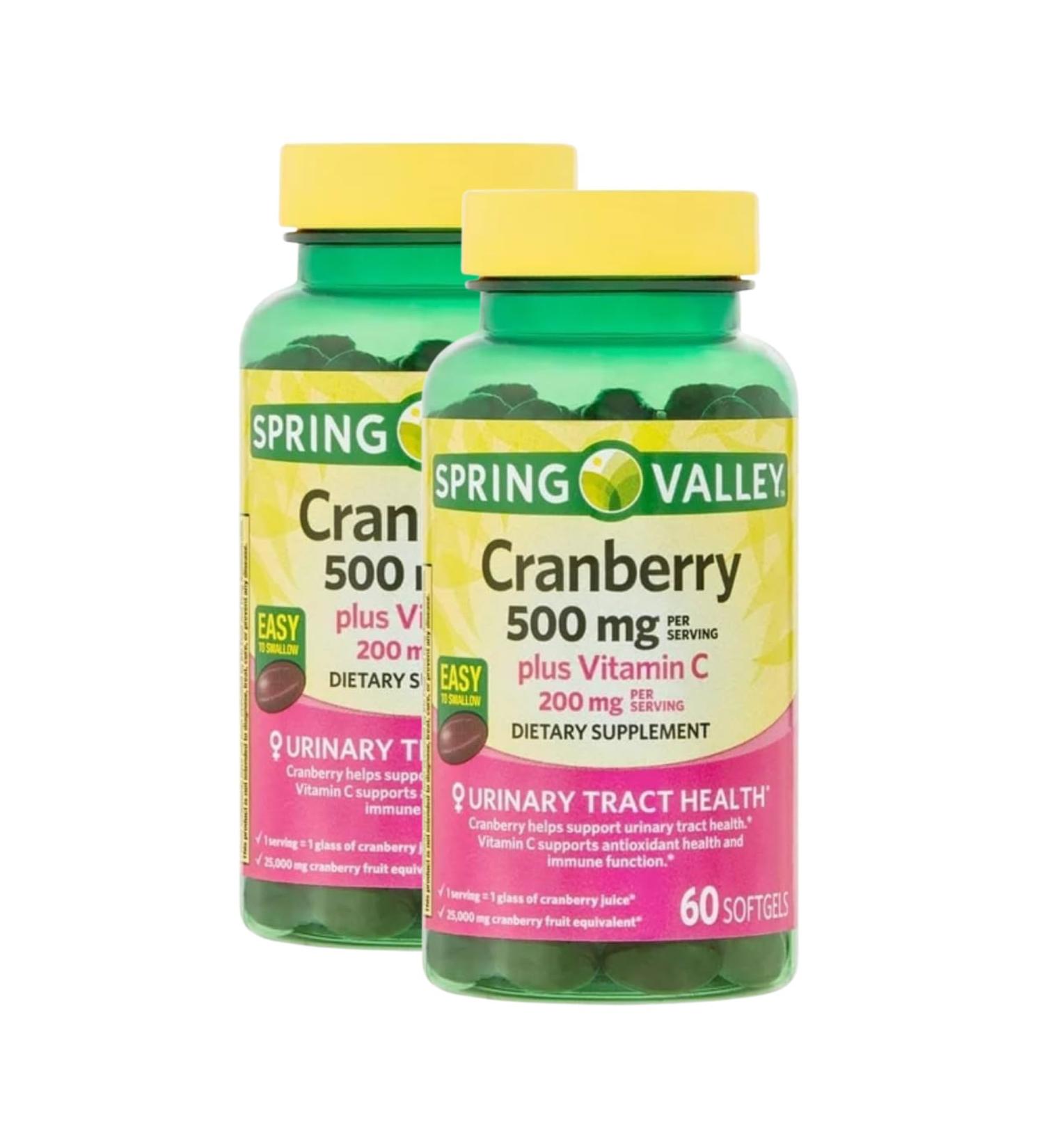 Cranberry 500mg with Vitamin C 60 Softgels Cranberry Pills for Women and Men Cranberry Extract Supplement Daily Cranberry Vitamins Fruit Equivalent (Pack of 2) - Buy Online on GoSupps.com