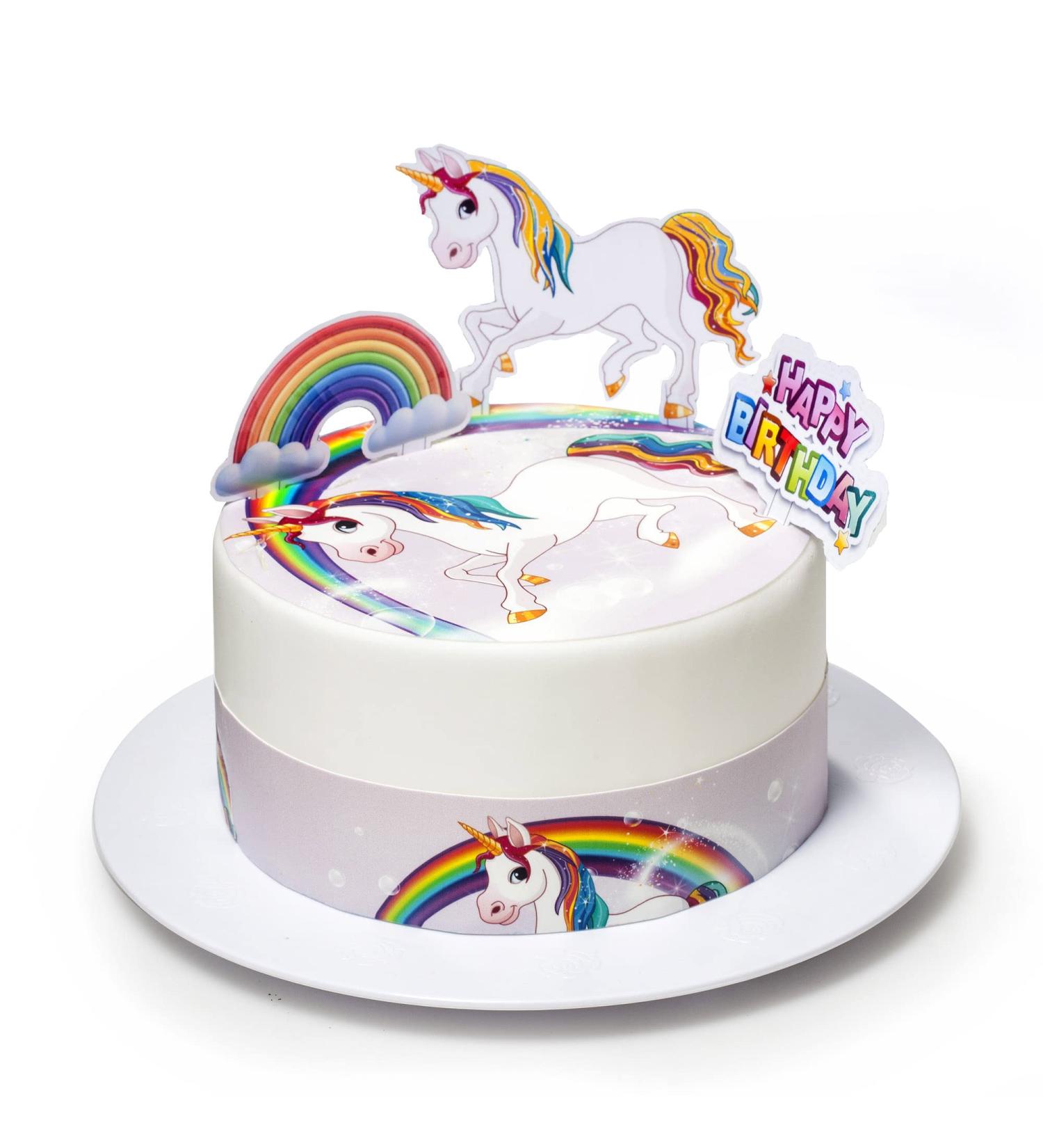 Shop Cardasis Unicorn Cake Decoration Set | 20cm Essential Layout with Sugar Bands & Paper Figures | Perfect for Unicorn Themed Birthday Parties | International Shipping Available - Buy Online on GoSupps.com