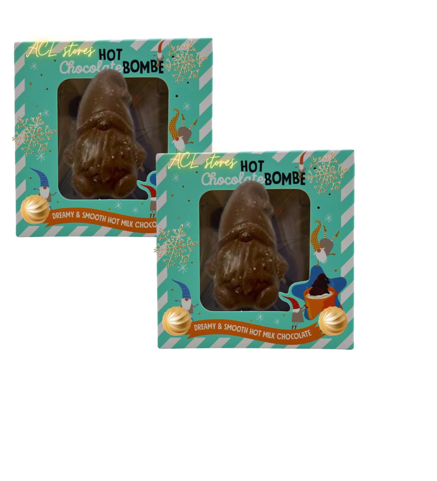 Christmas Hot Chocolate Gift Set - 2 Gonk Hot Chocolate Bombs with Mini Marshmallows Inside - Christmas Gnome Chocolate Gifts for Kids Adults - Individually Boxed - Xmas Eve Box Stocking Fillers - Buy Online on GoSupps.com