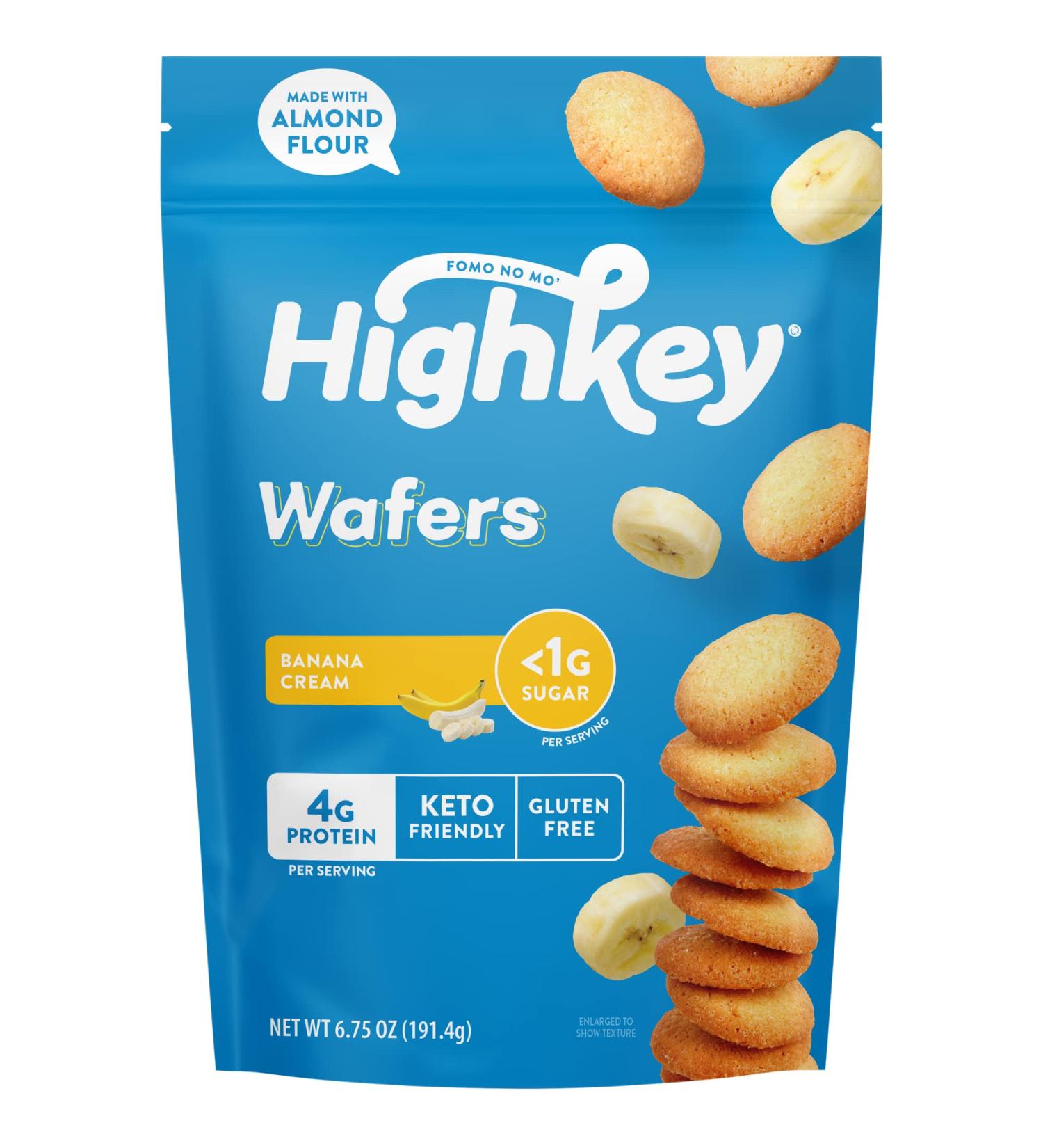 HighKey Sugar Free Banana Cream Wafer Cookies - Keto, Low Carb, Gluten Free Treats | 6.75oz - Buy Online on GoSupps.com