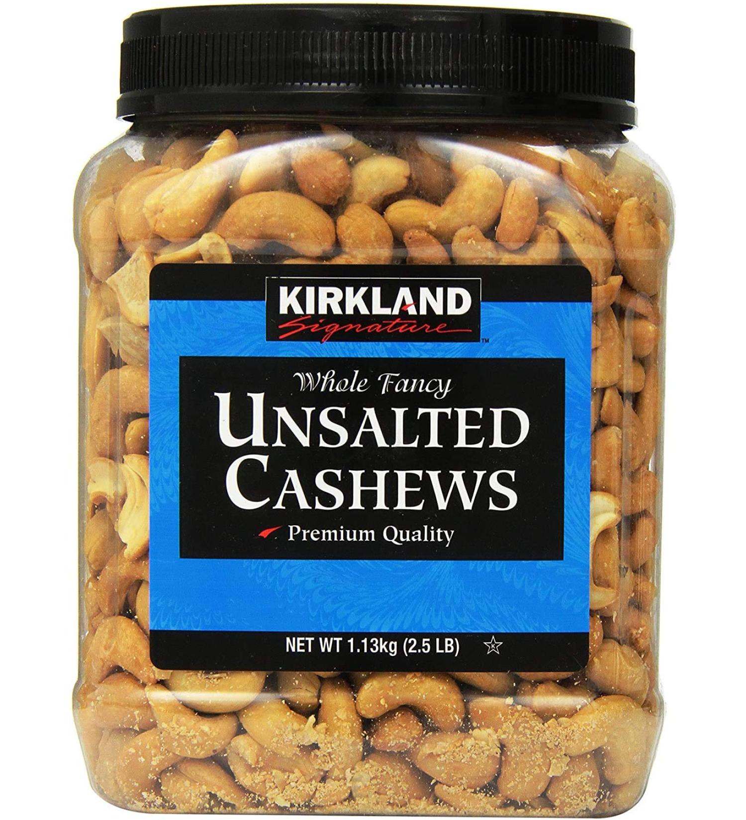 KIRKLAND SIGNATURE Unsalted Cashews  2.5 Pound 2.5 Pound (Pack of 1) - Buy Online on GoSupps.com